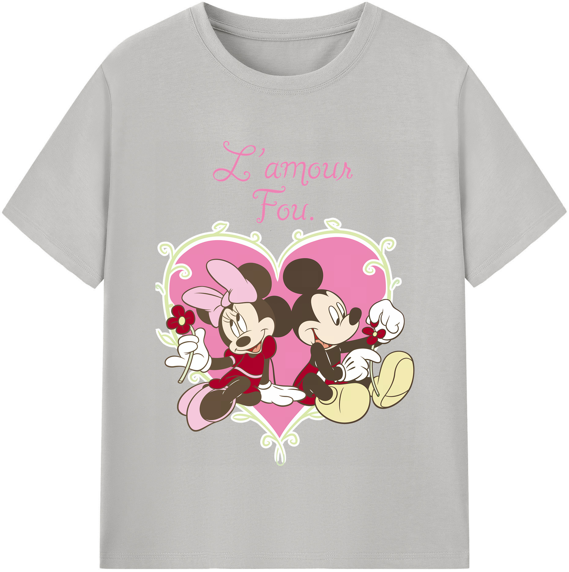 （画像用） ミッキーマウス Mickey Mouse レディースカジュアルプリントTシャツ（綿100％）