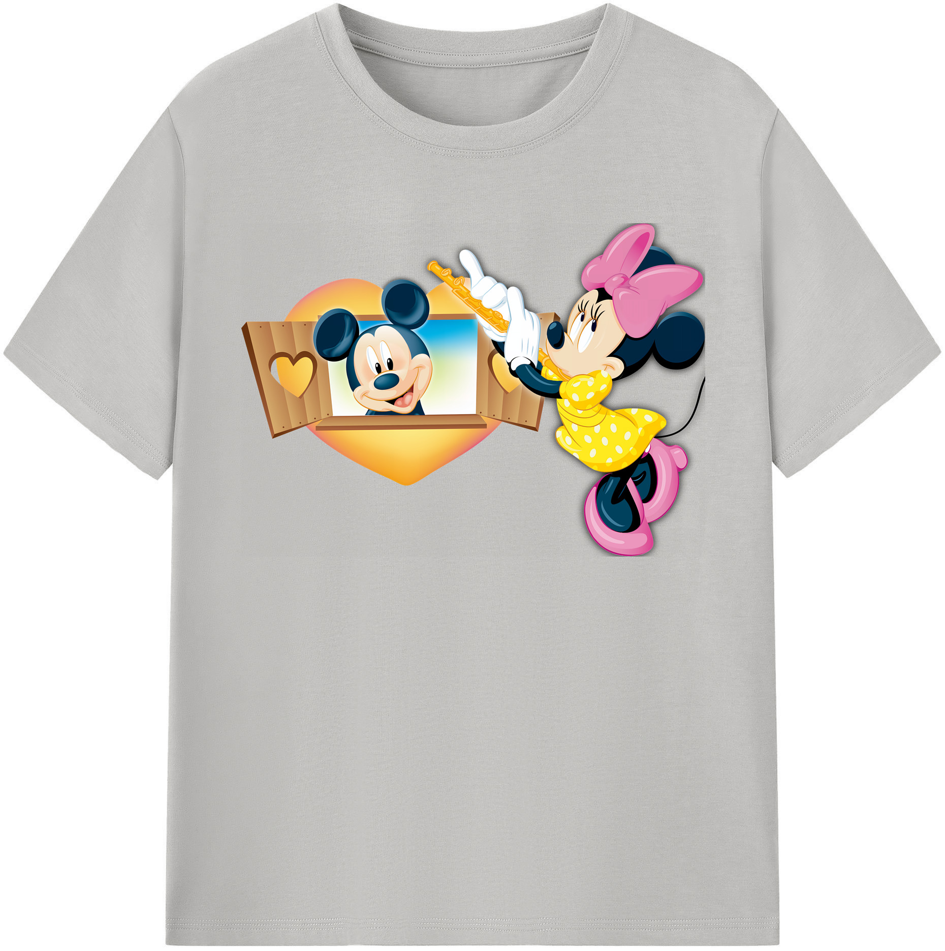 （画像用） ミッキーマウス Mickey Mouse レディースカジュアルプリントTシャツ（綿100％）