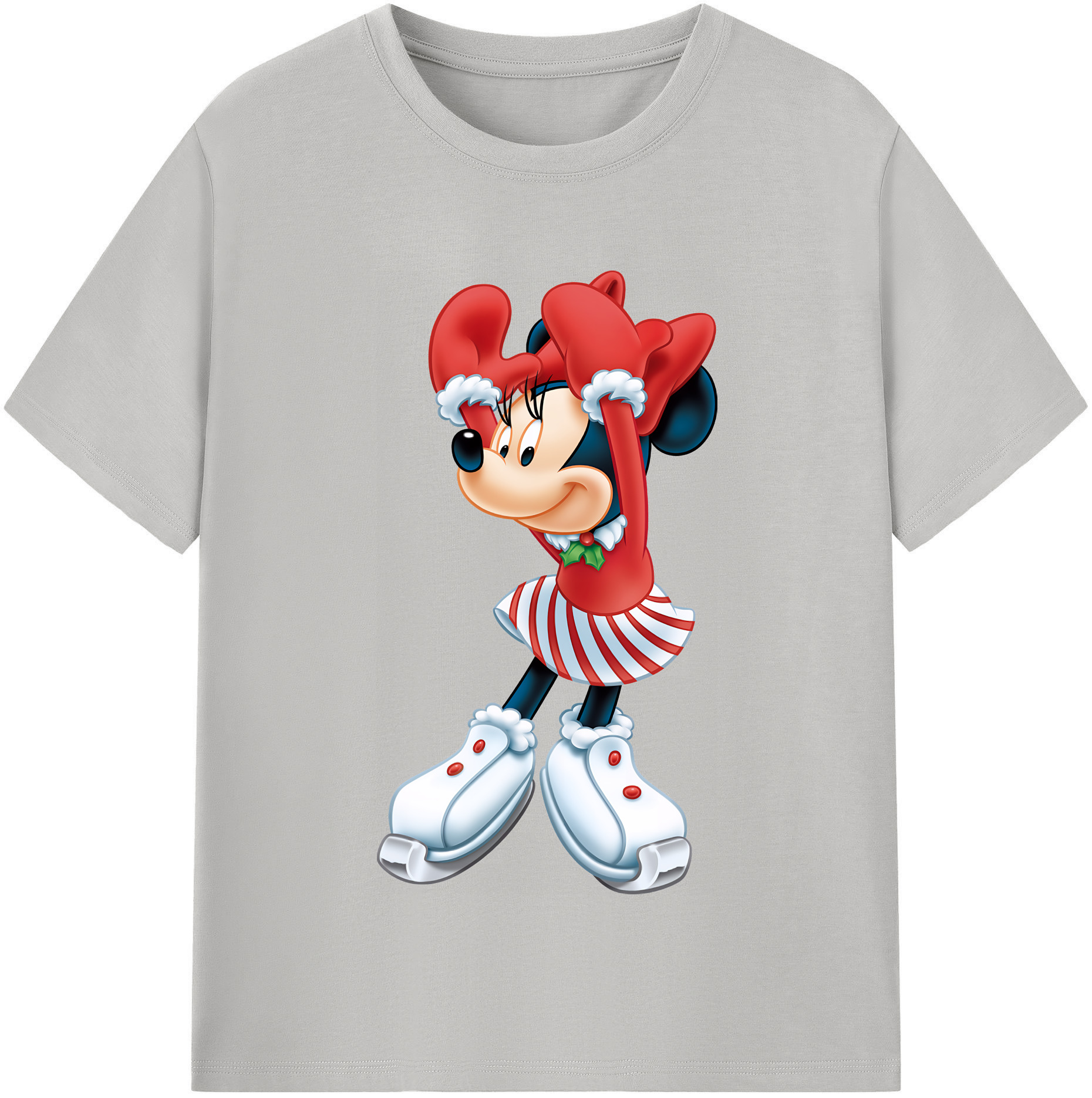 （画像用） ミッキーマウス Mickey Mouse レディースカジュアルプリントTシャツ（綿100％）