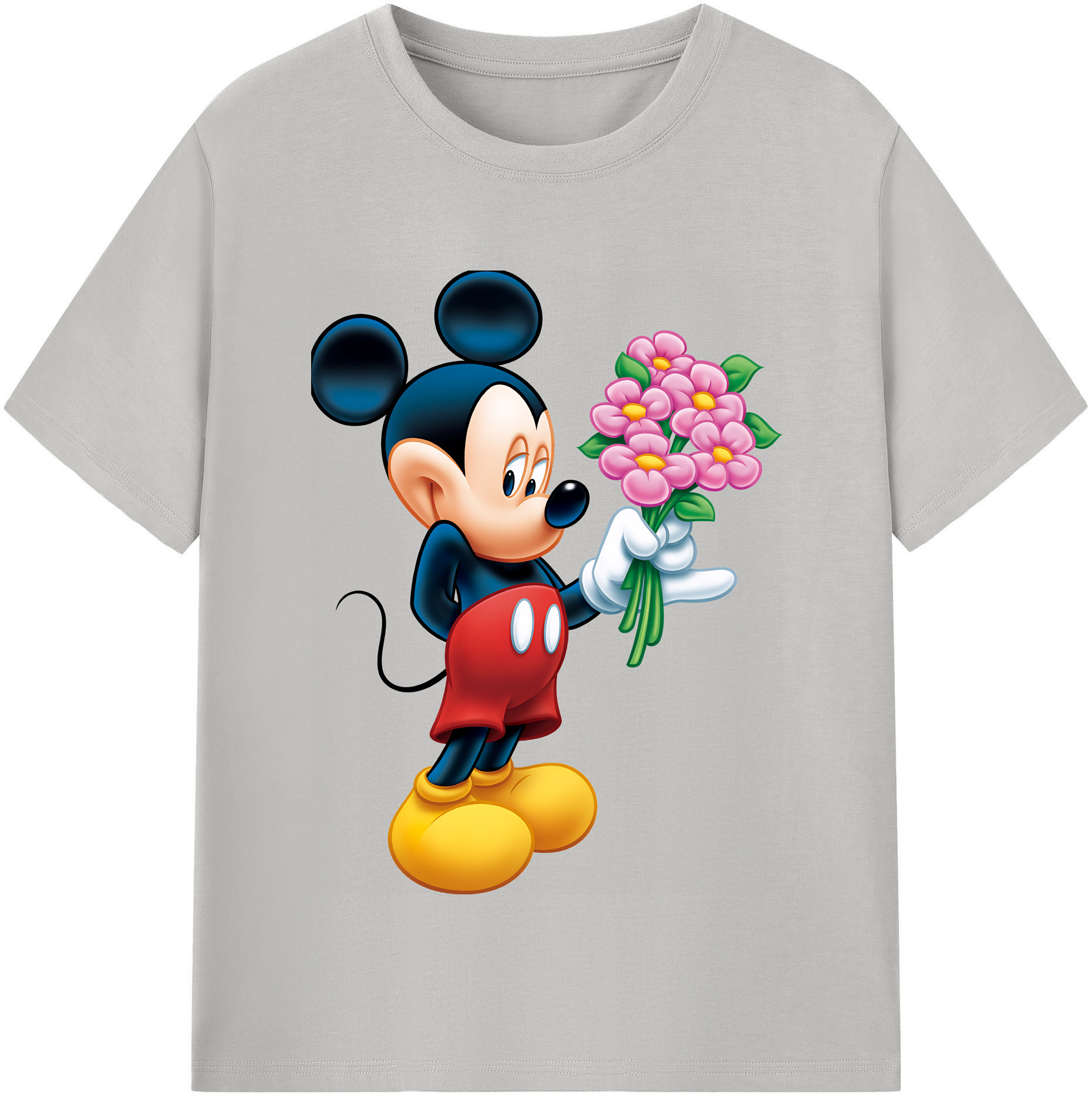 （画像用） ミッキーマウス Mickey Mouse レディースカジュアルプリントTシャツ（綿100％）