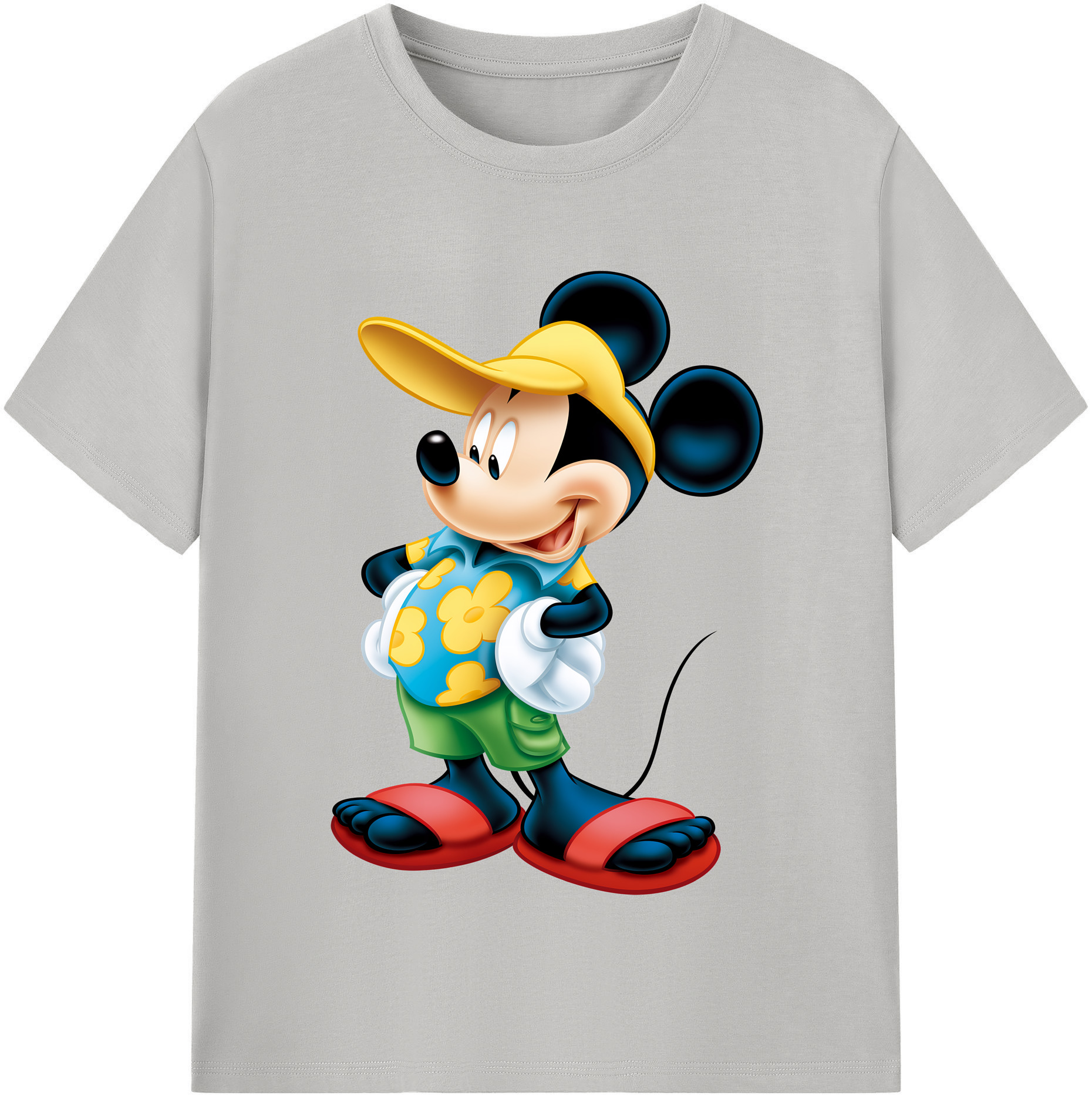 （画像用） ミッキーマウス Mickey Mouse レディースカジュアルプリントTシャツ（綿100％）