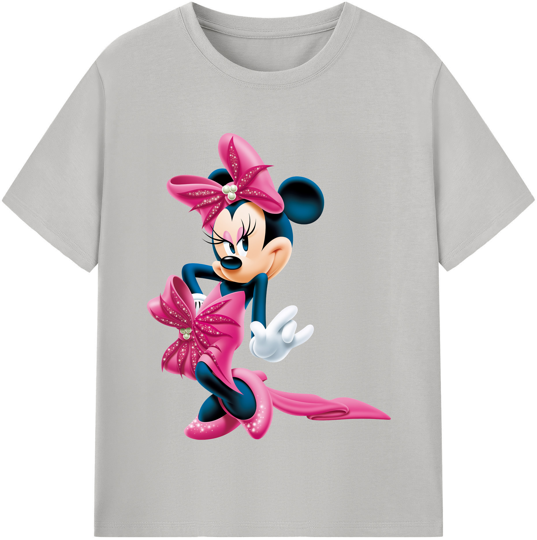 （画像用） ミッキーマウス Mickey Mouse レディースカジュアルプリントTシャツ（綿100％）