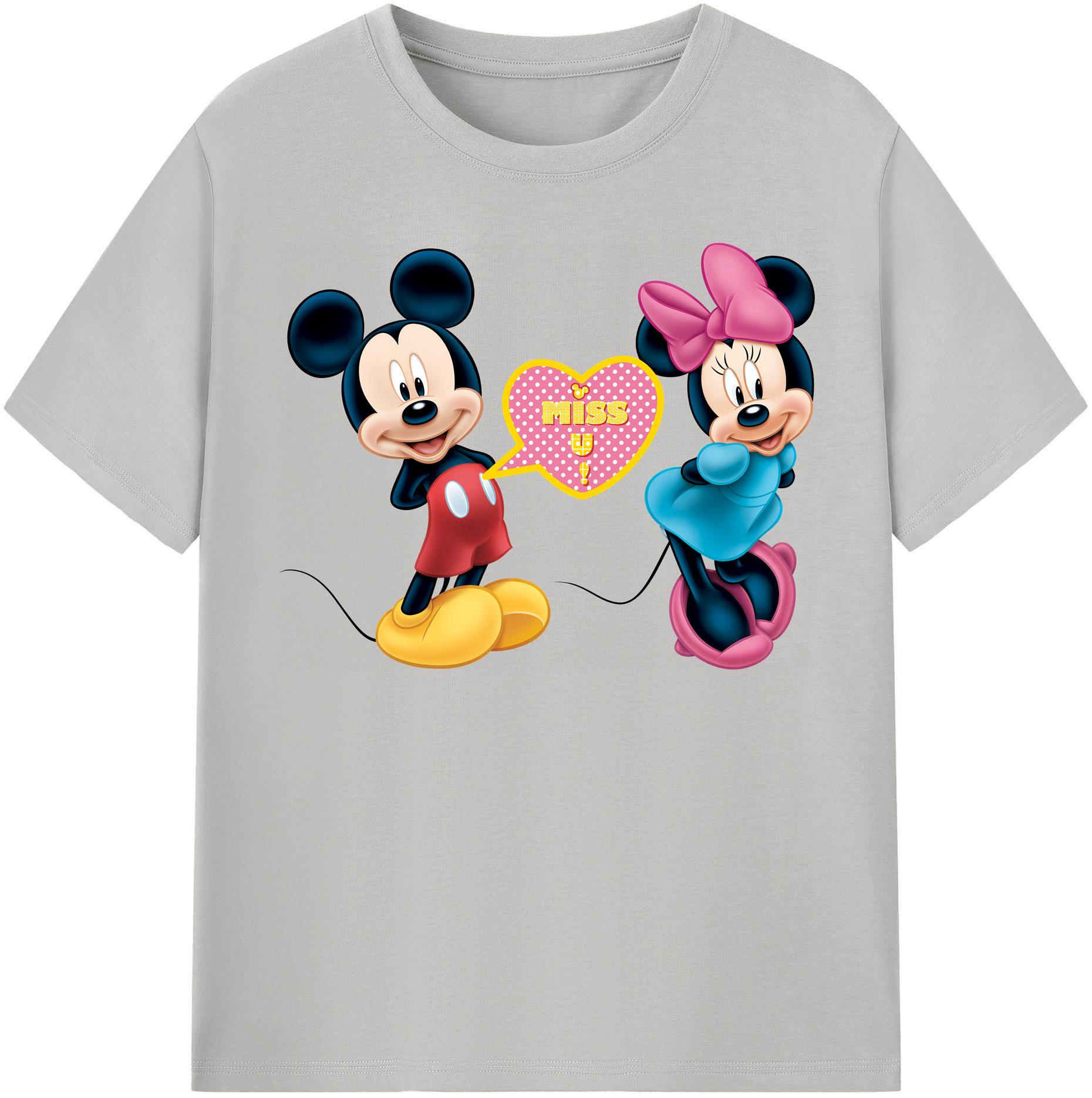 （画像用） ミッキーマウス Mickey Mouse レディースカジュアルプリントTシャツ（綿100％）