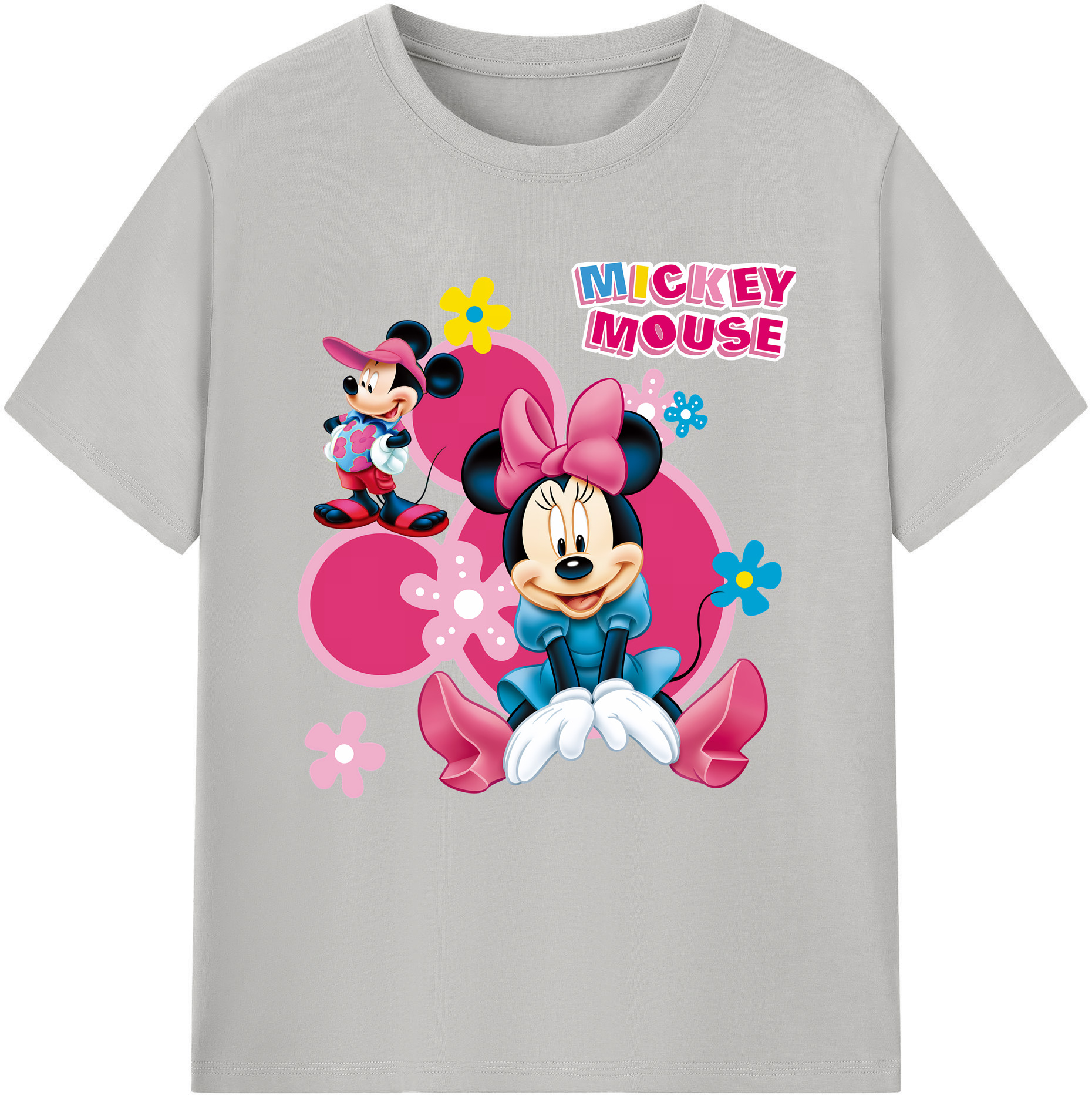 （画像用） ミッキーマウス Mickey Mouse レディースカジュアルプリントTシャツ（綿100％）