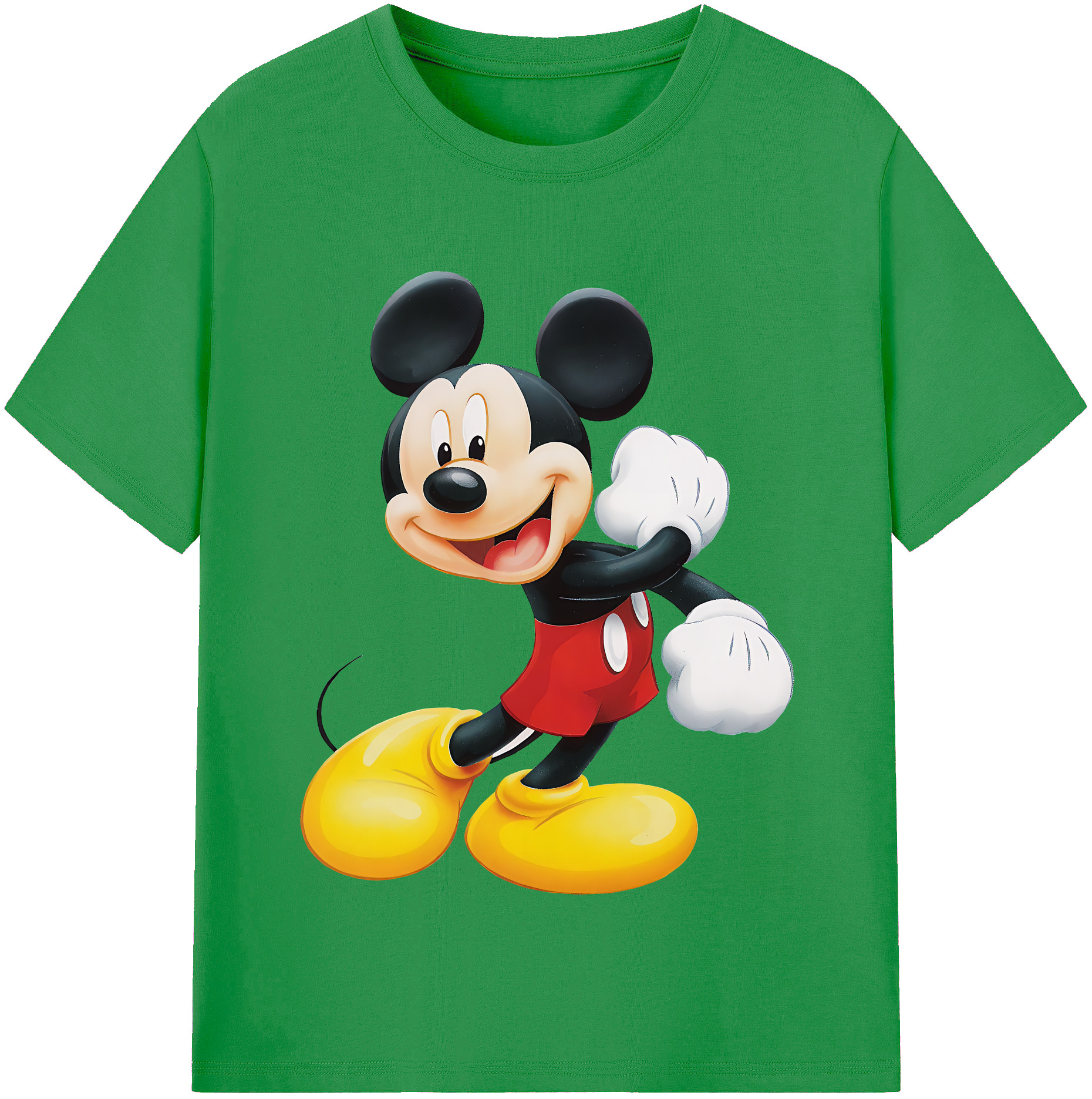 （画像用） ミッキーマウス Mickey Mouse レディースカジュアルプリントTシャツ（綿100％）