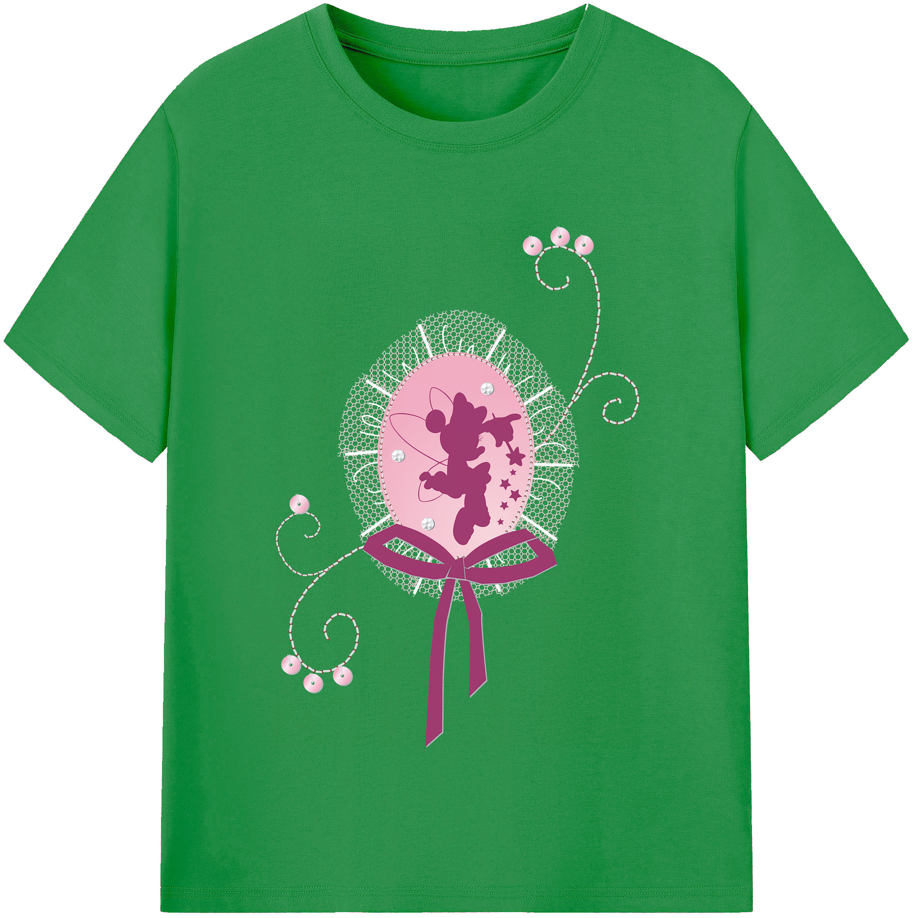 （画像用） ミッキーマウス Mickey Mouse レディースカジュアルプリントTシャツ（綿100％）