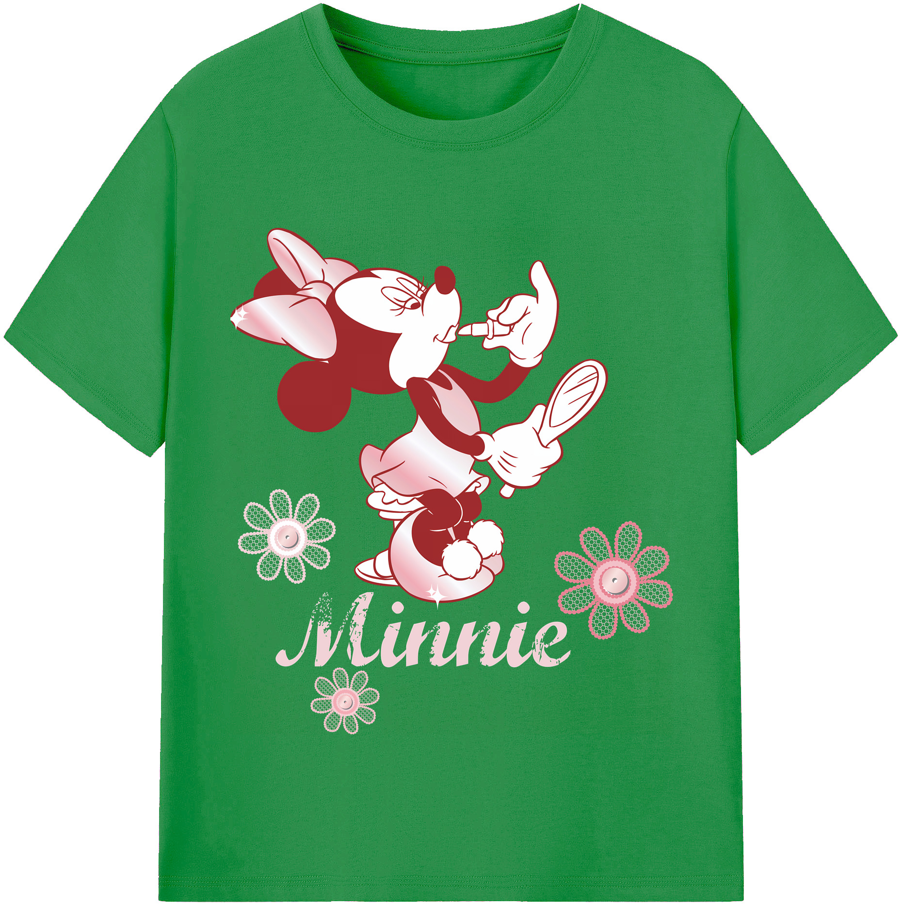 （画像用） ミッキーマウス Mickey Mouse レディースカジュアルプリントTシャツ（綿100％）