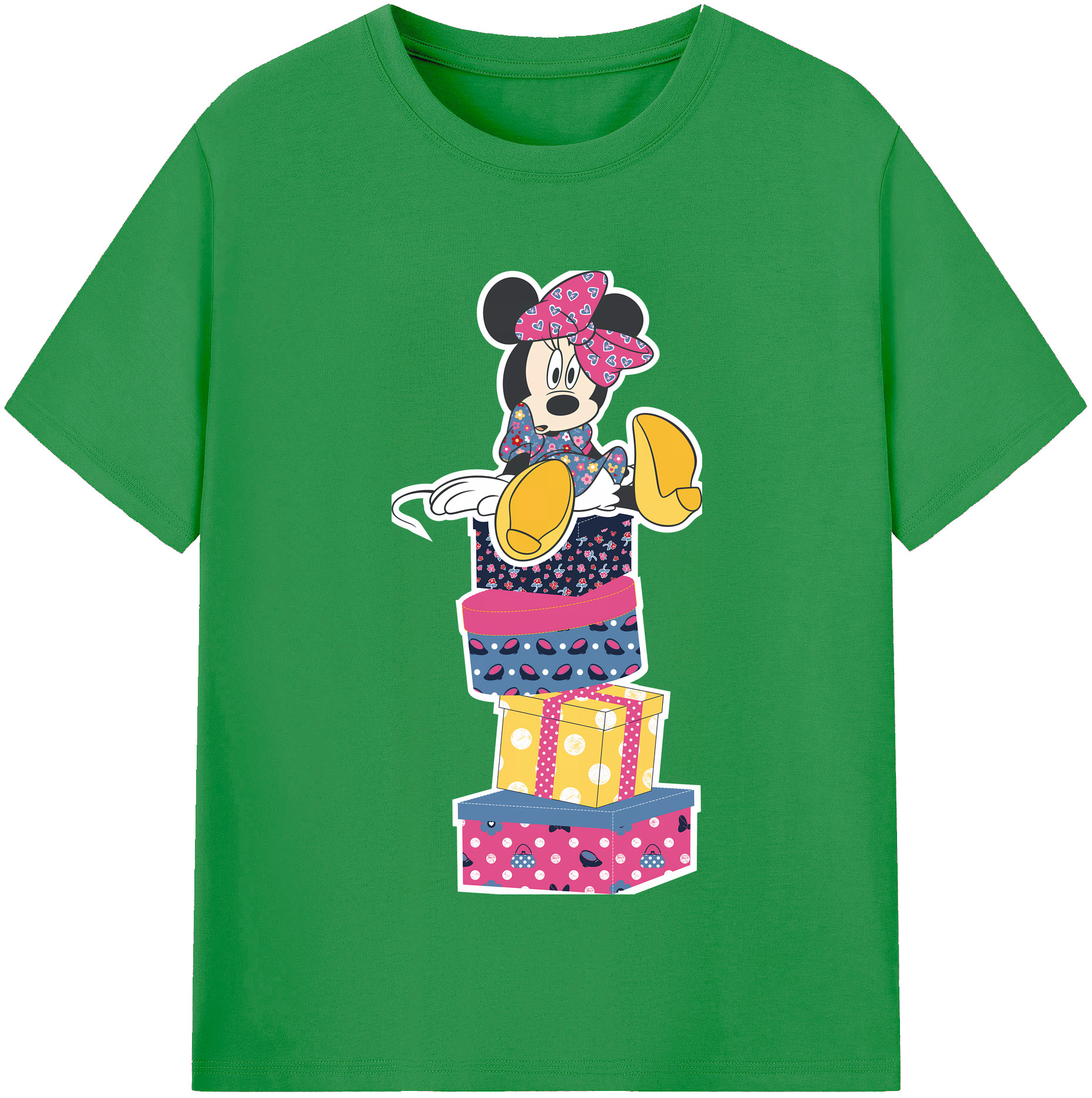 （画像用） ミッキーマウス Mickey Mouse レディースカジュアルプリントTシャツ（綿100％）