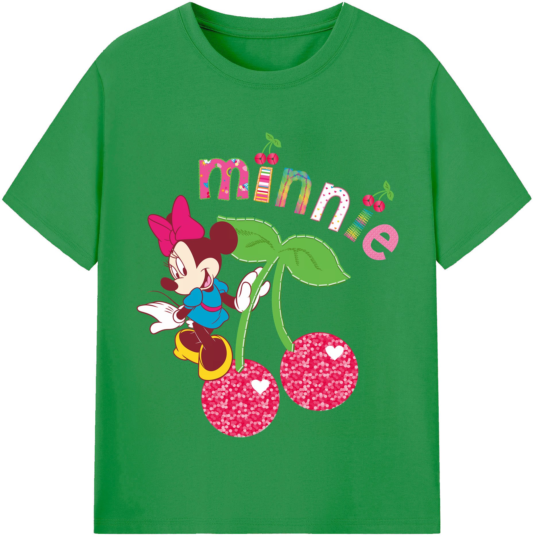 （画像用） ミッキーマウス Mickey Mouse レディースカジュアルプリントTシャツ（綿100％）