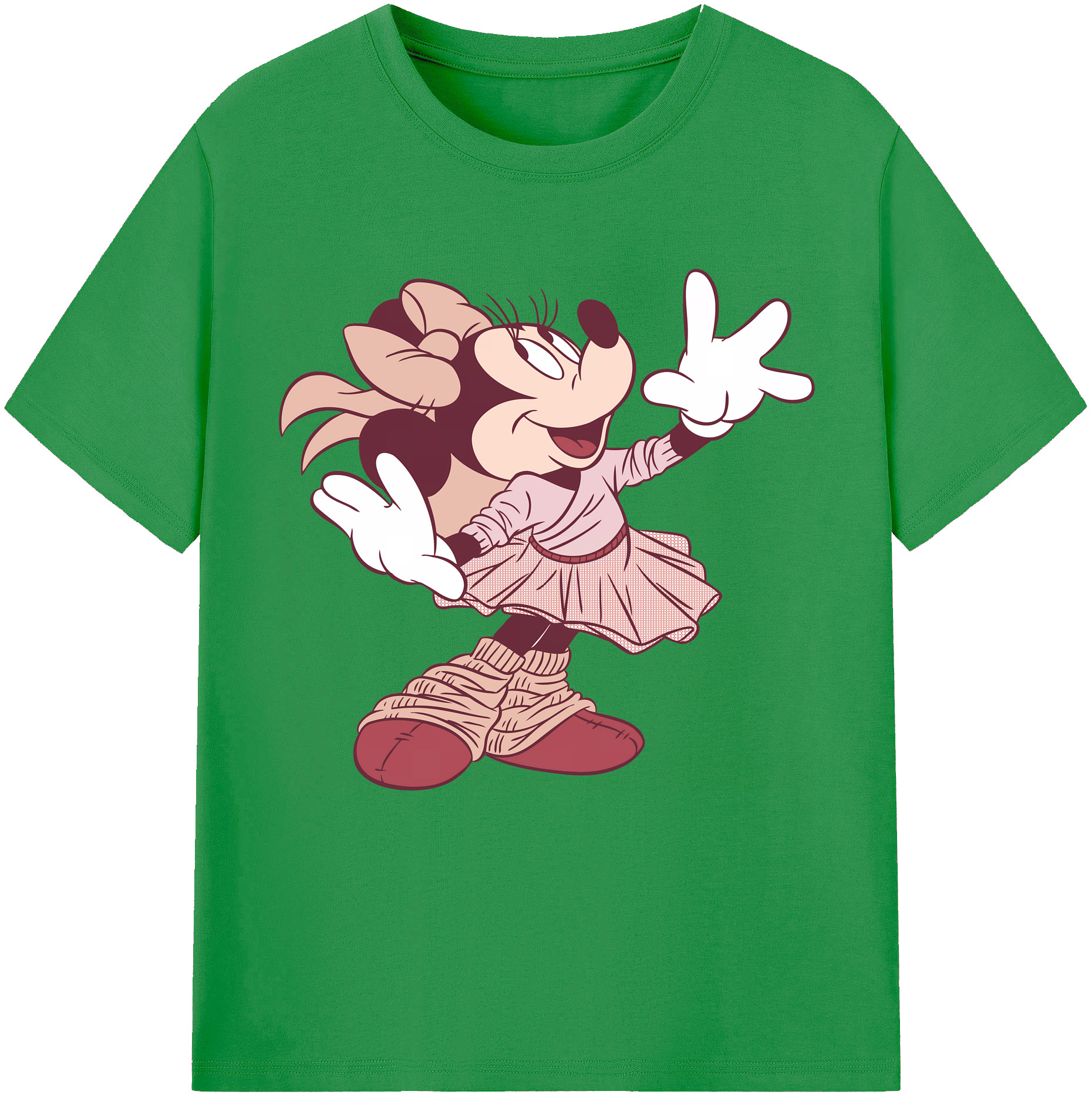（画像用） ミッキーマウス Mickey Mouse レディースカジュアルプリントTシャツ（綿100％）