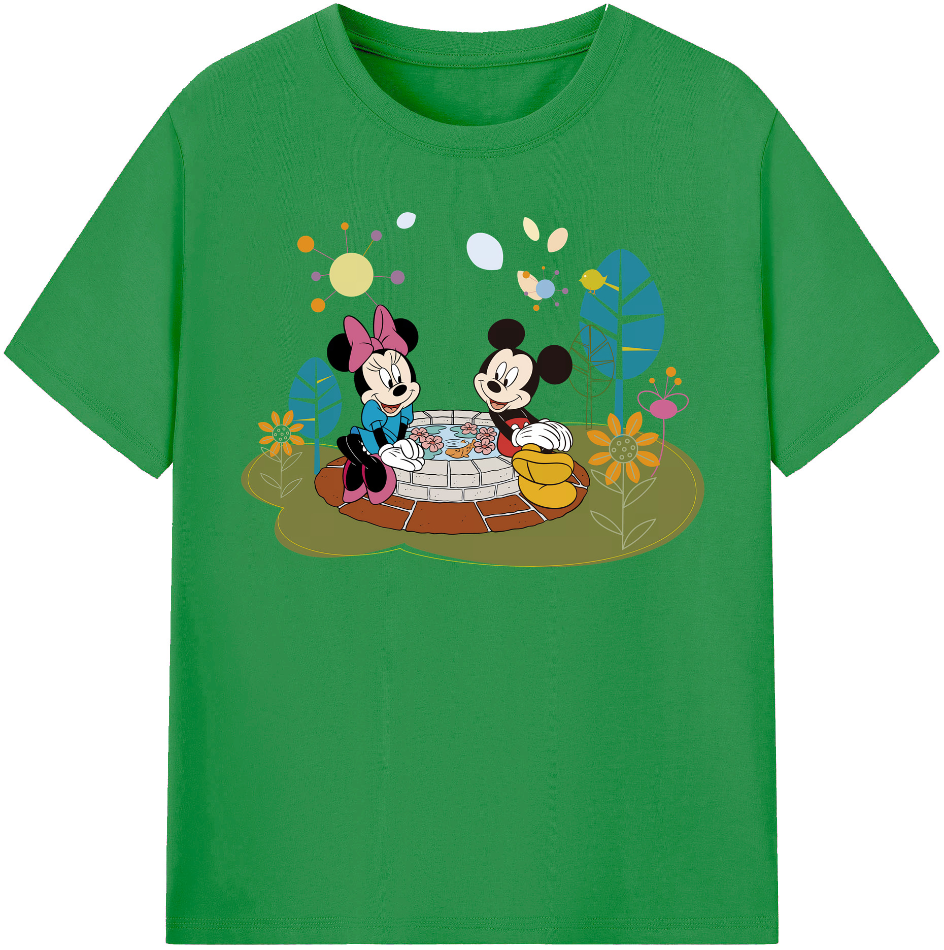 （画像用） ミッキーマウス Mickey Mouse レディースカジュアルプリントTシャツ（綿100％）