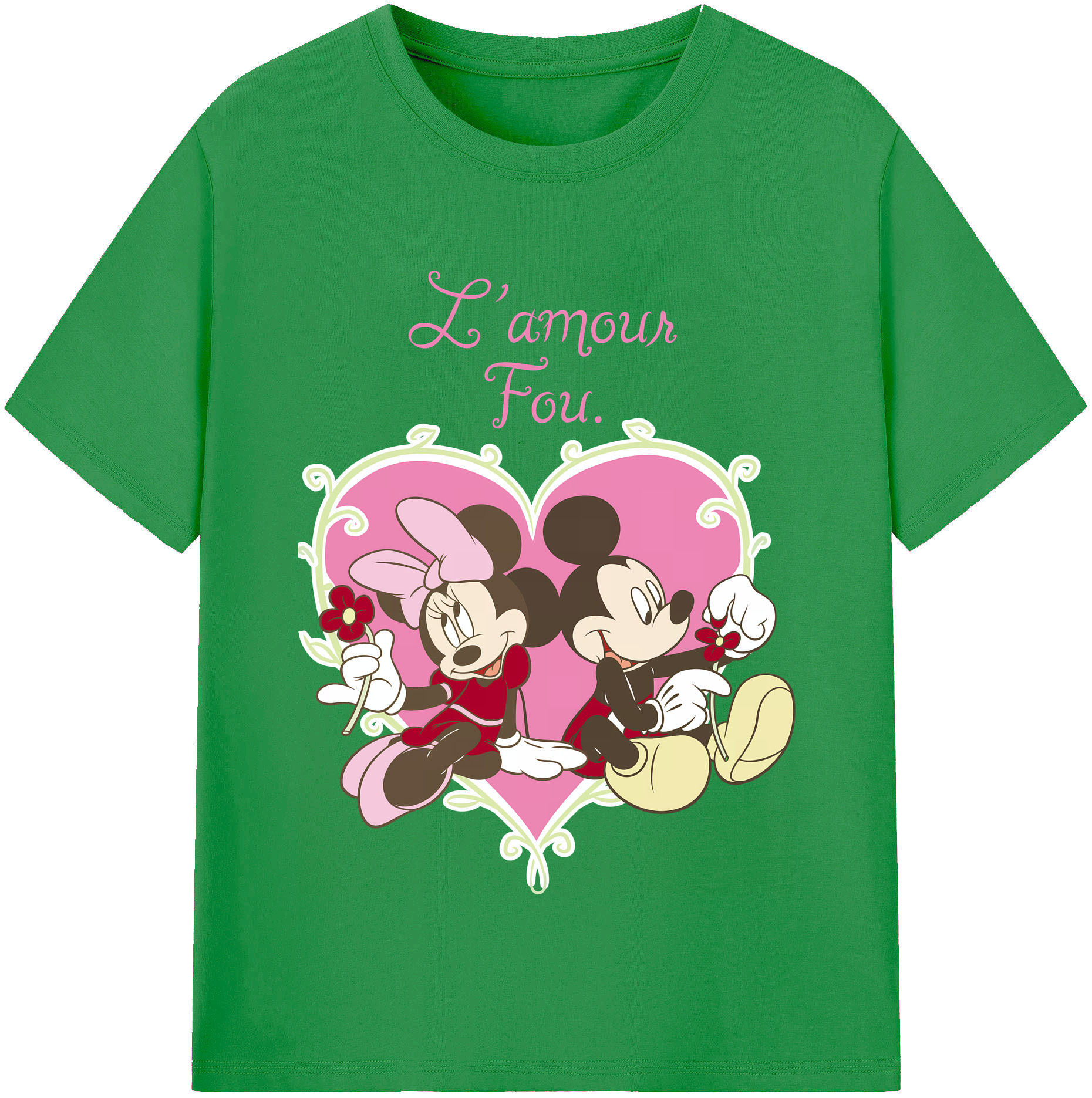 （画像用） ミッキーマウス Mickey Mouse レディースカジュアルプリントTシャツ（綿100％）