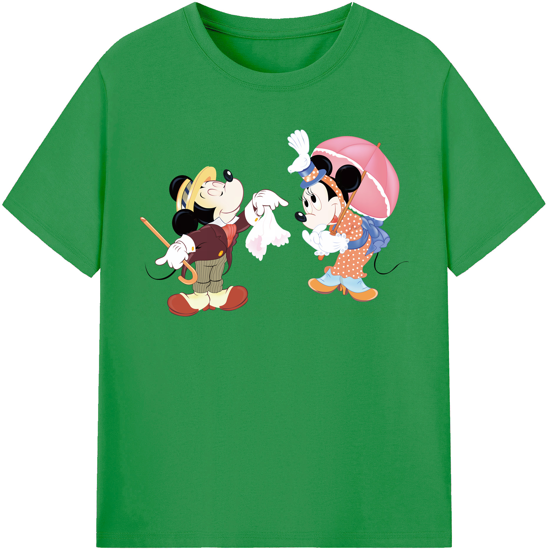 （画像用） ミッキーマウス Mickey Mouse レディースカジュアルプリントTシャツ（綿100％）