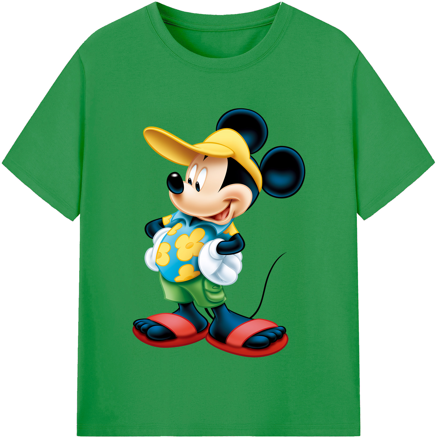 （画像用） ミッキーマウス Mickey Mouse レディースカジュアルプリントTシャツ（綿100％）