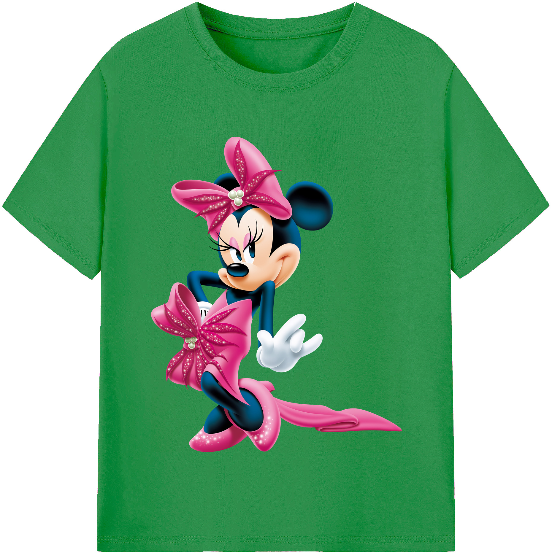 （画像用） ミッキーマウス Mickey Mouse レディースカジュアルプリントTシャツ（綿100％）