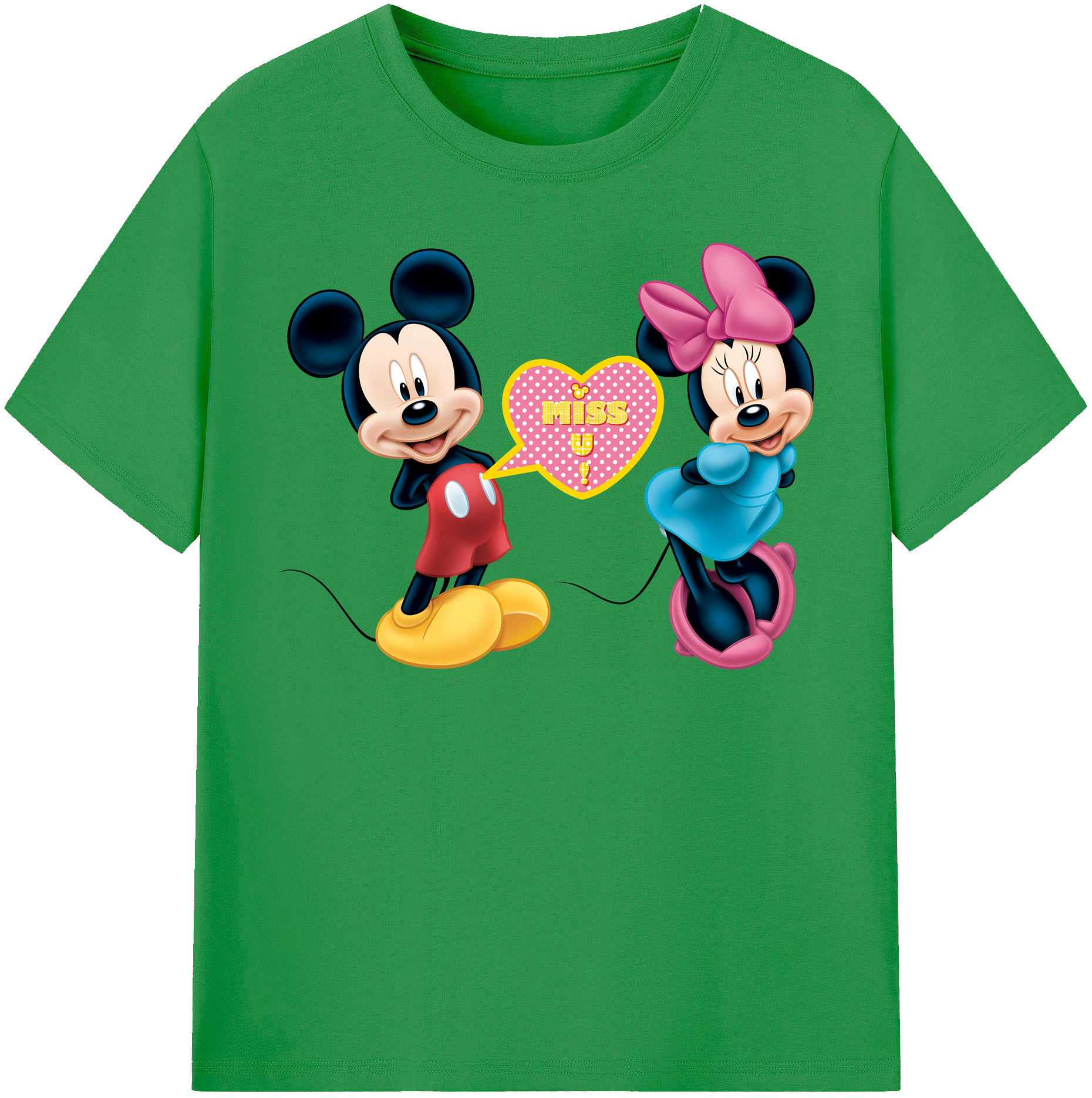 （画像用） ミッキーマウス Mickey Mouse レディースカジュアルプリントTシャツ（綿100％）