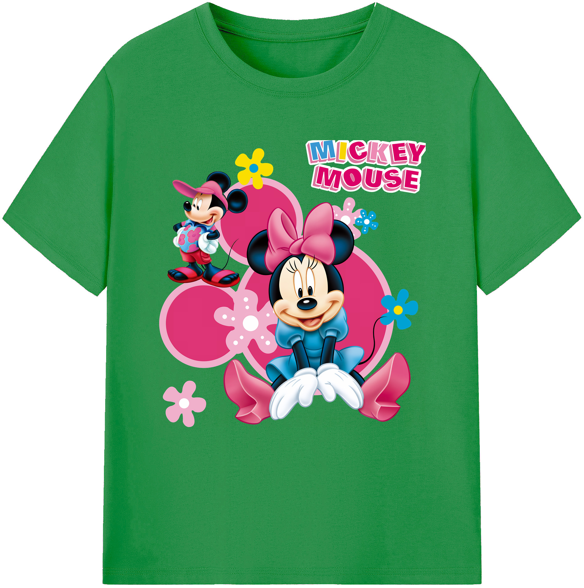 （画像用） ミッキーマウス Mickey Mouse レディースカジュアルプリントTシャツ（綿100％）