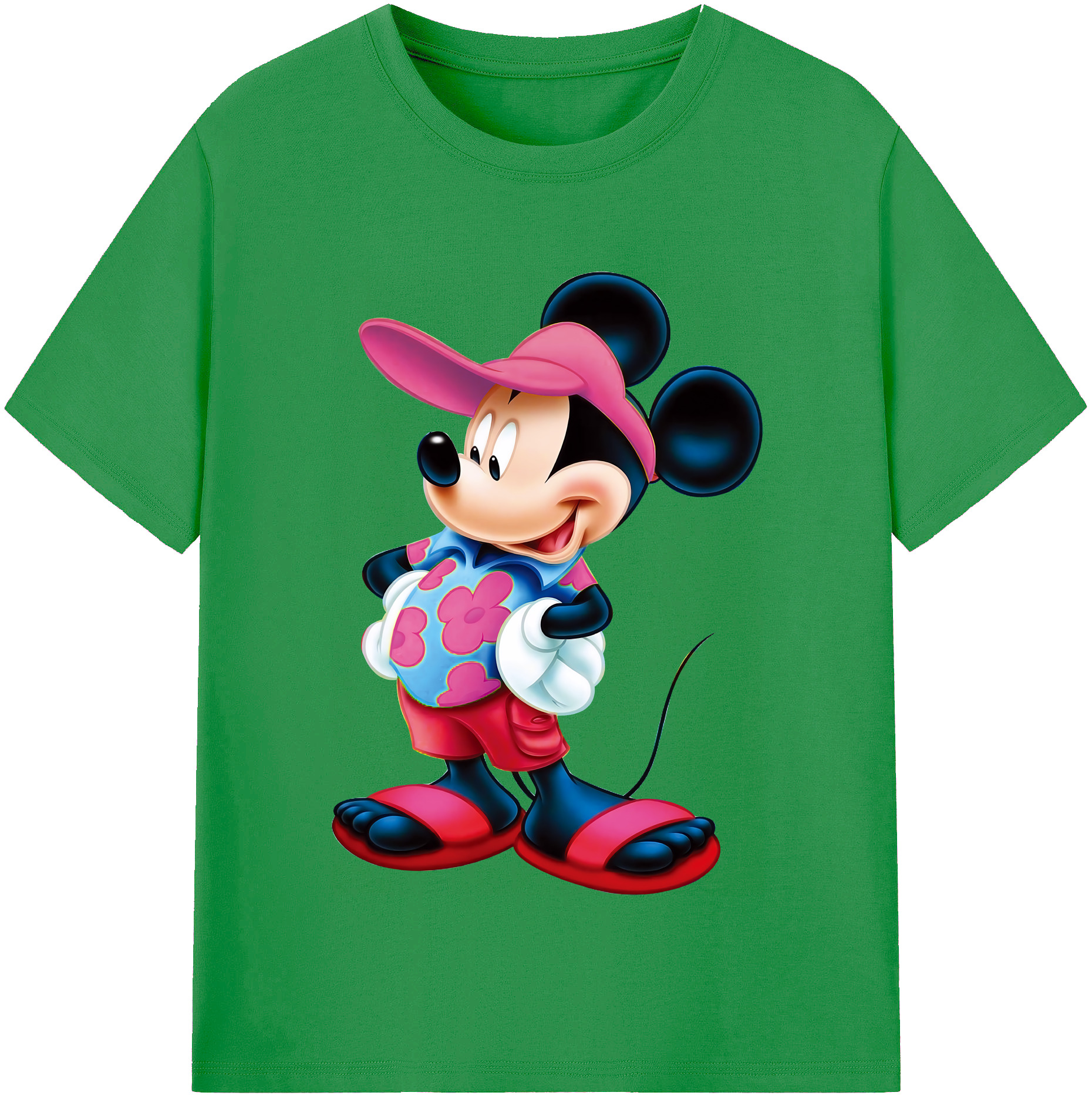 （画像用） ミッキーマウス Mickey Mouse レディースカジュアルプリントTシャツ（綿100％）