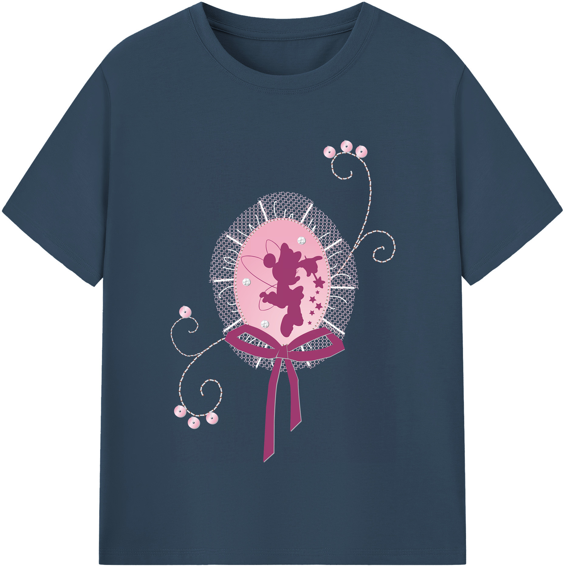 （画像用） ミッキーマウス Mickey Mouse レディースカジュアルプリントTシャツ（綿100％）