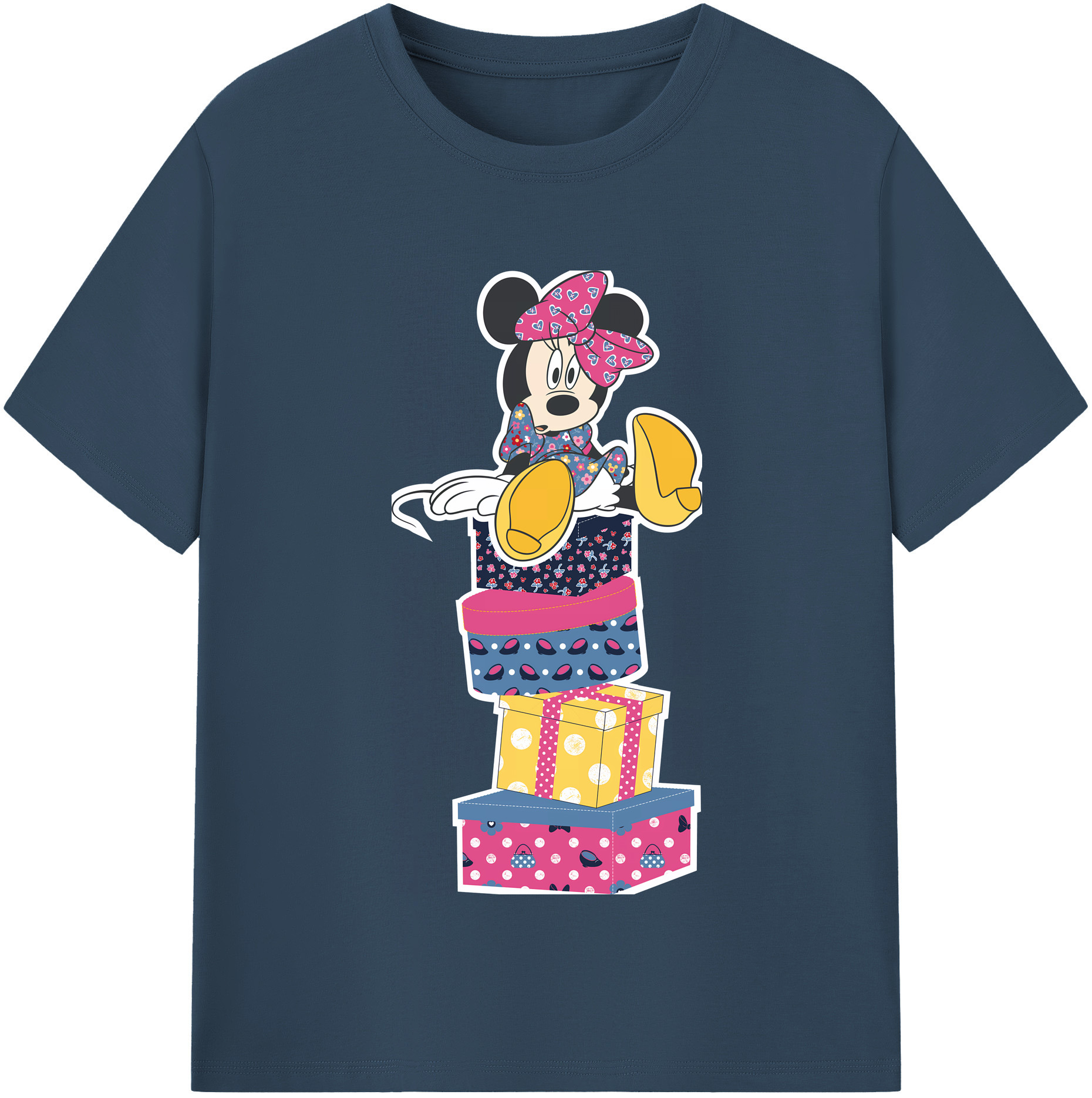 （画像用） ミッキーマウス Mickey Mouse レディースカジュアルプリントTシャツ（綿100％）