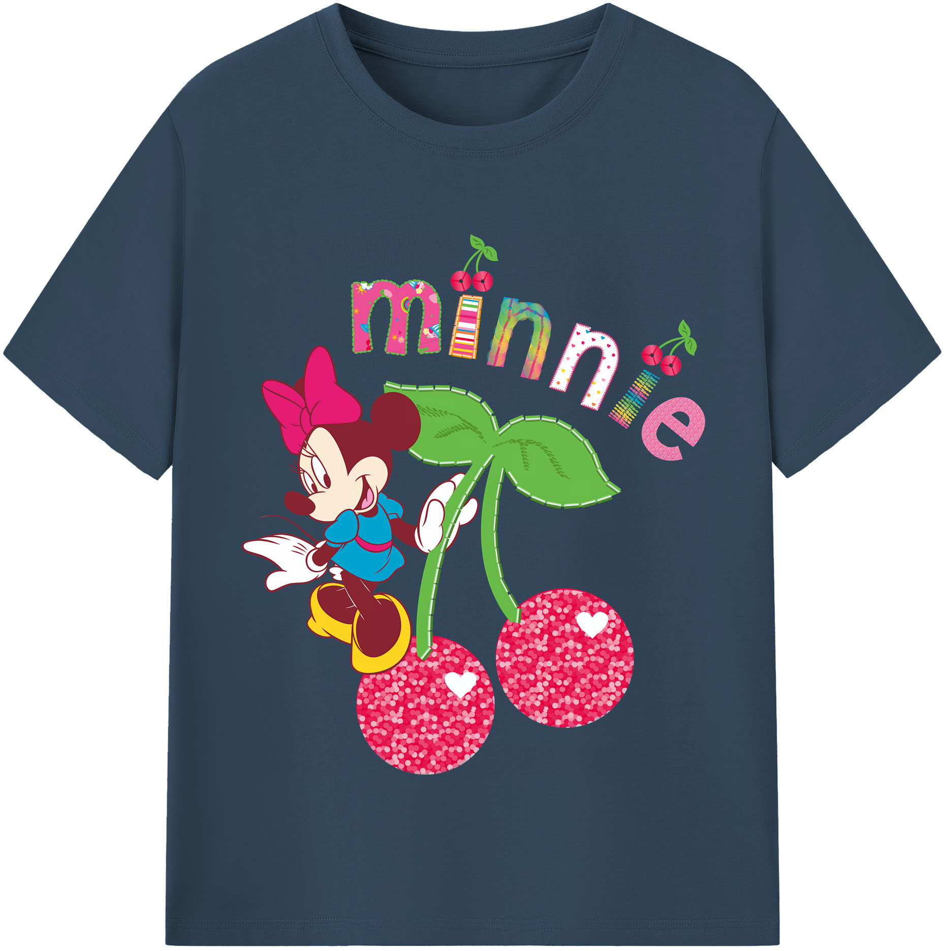 （画像用） ミッキーマウス Mickey Mouse レディースカジュアルプリントTシャツ（綿100％）