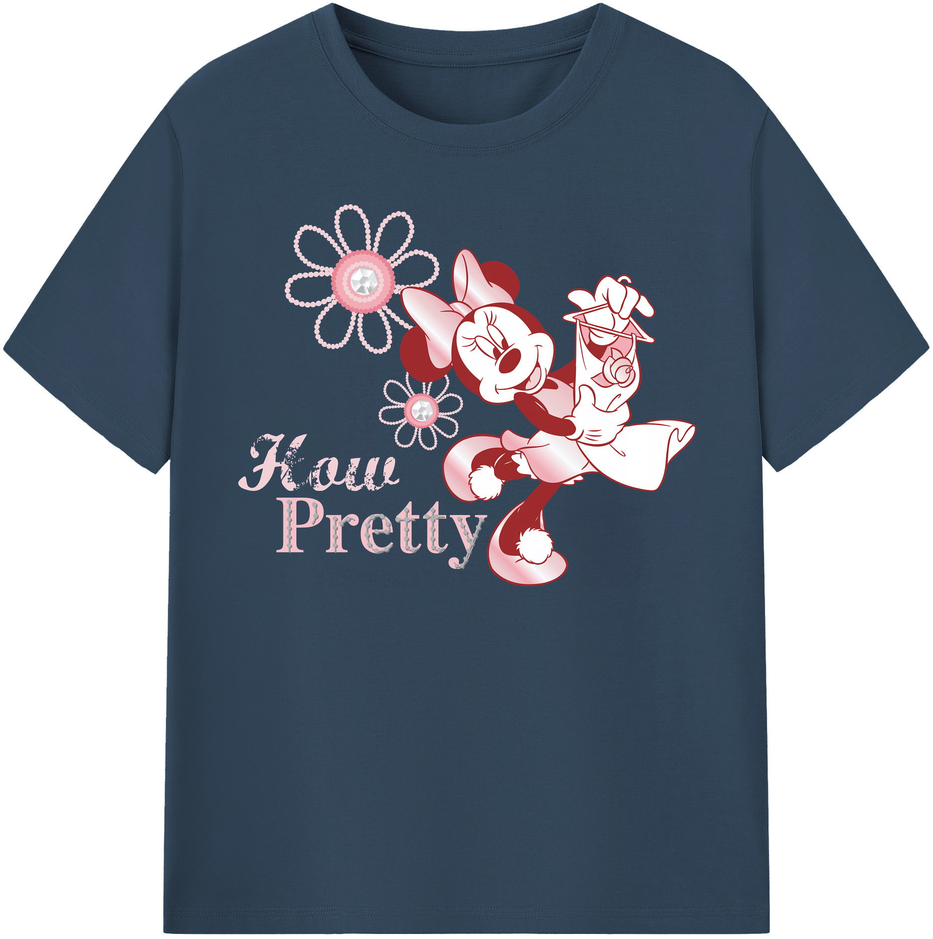 （画像用） ミッキーマウス Mickey Mouse レディースカジュアルプリントTシャツ（綿100％）
