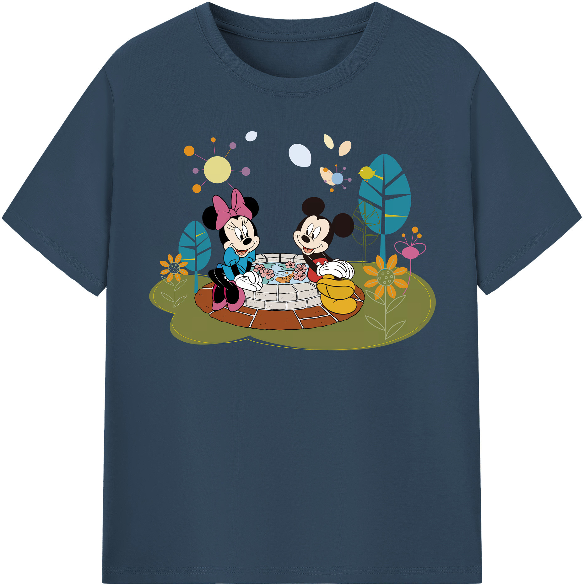（画像用） ミッキーマウス Mickey Mouse レディースカジュアルプリントTシャツ（綿100％）