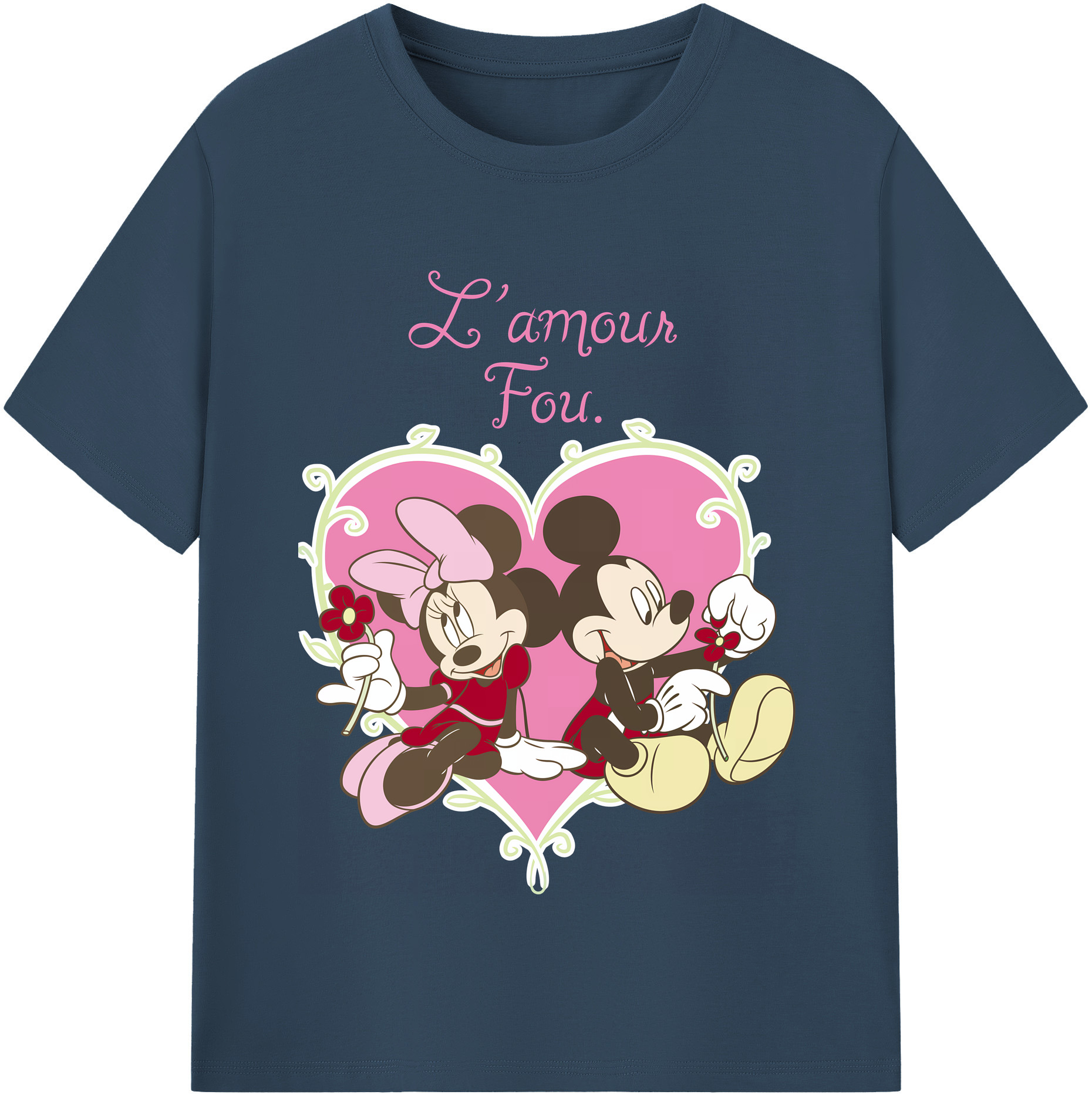 （画像用） ミッキーマウス Mickey Mouse レディースカジュアルプリントTシャツ（綿100％）