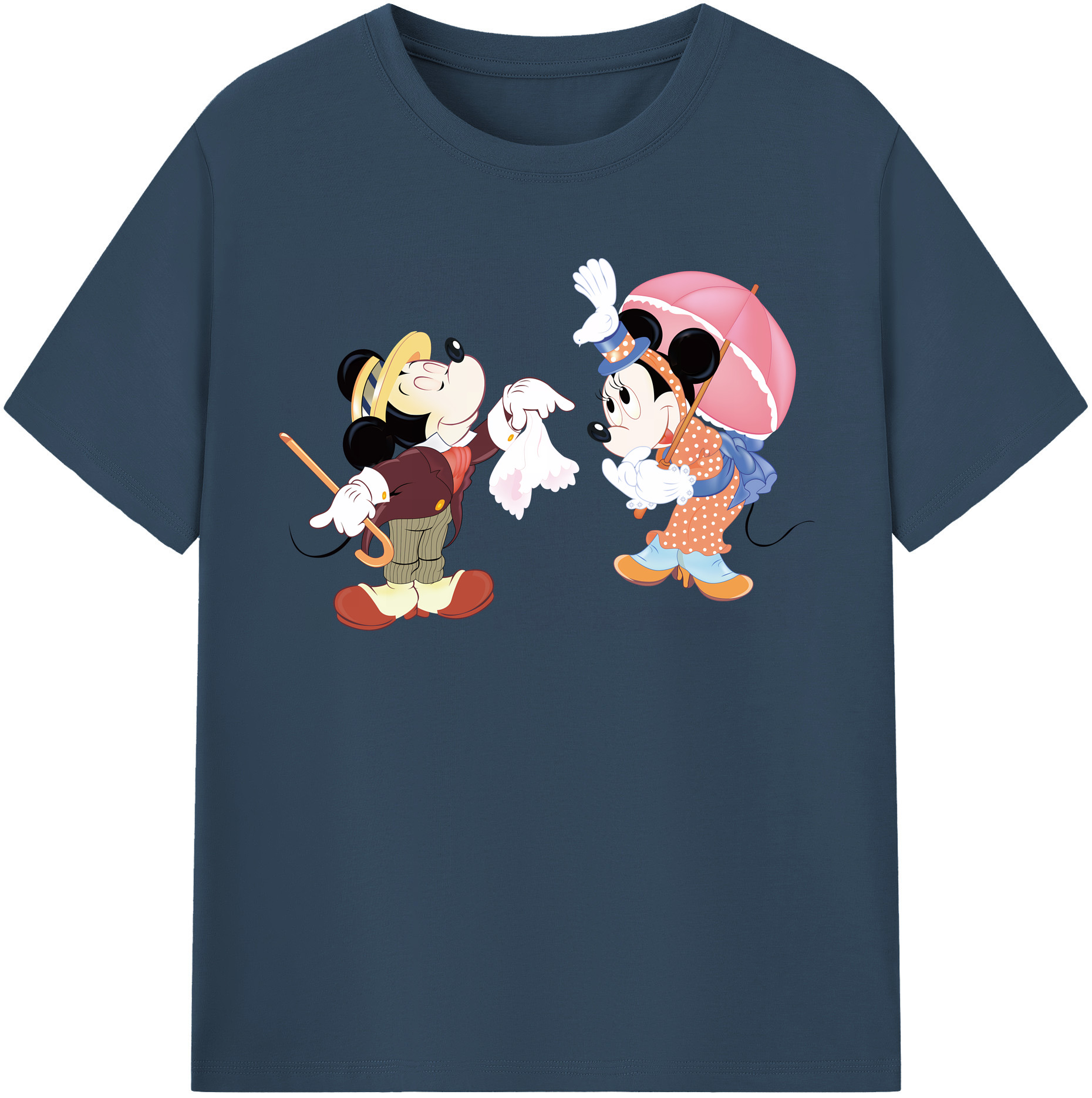 （画像用） ミッキーマウス Mickey Mouse レディースカジュアルプリントTシャツ（綿100％）