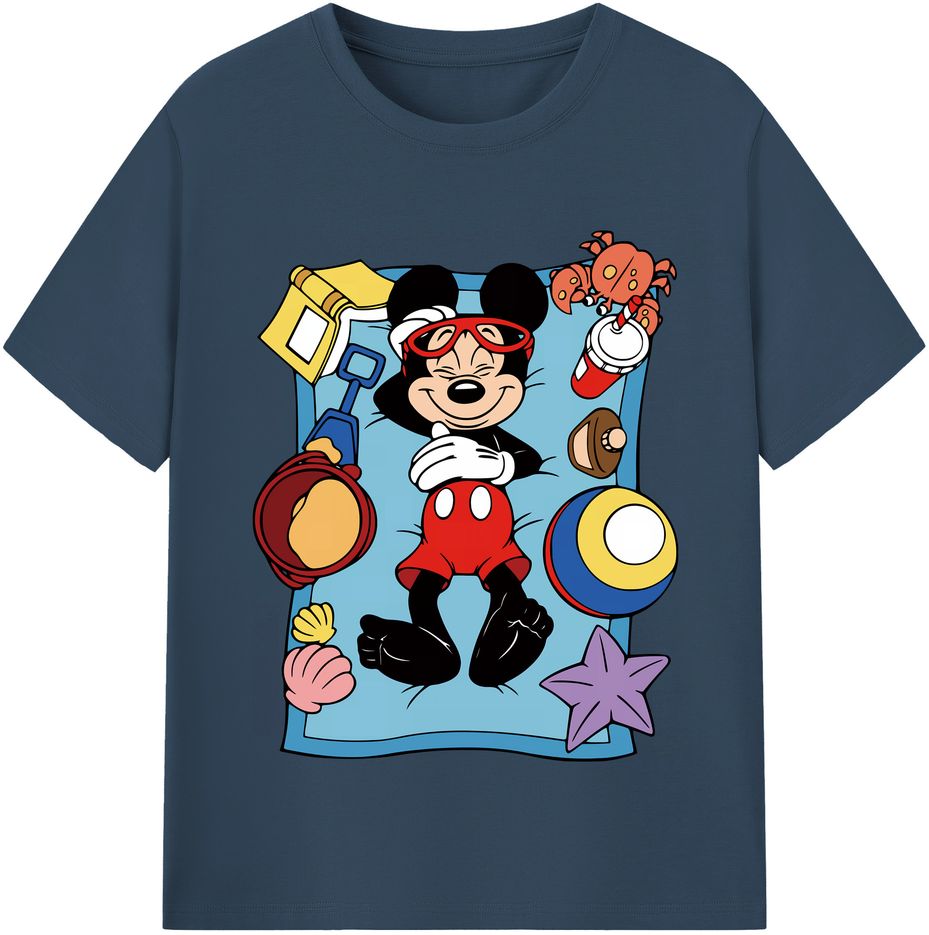 ミッキーマウス Mickey Mouse レディースカジュアルプリントTシャツ（綿100％）