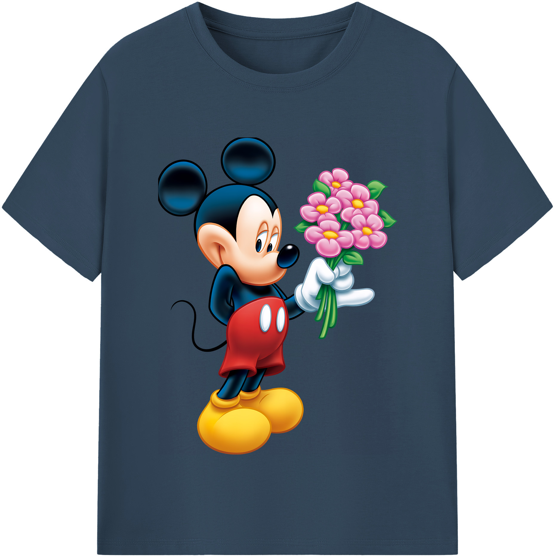 （画像用） ミッキーマウス Mickey Mouse レディースカジュアルプリントTシャツ（綿100％）