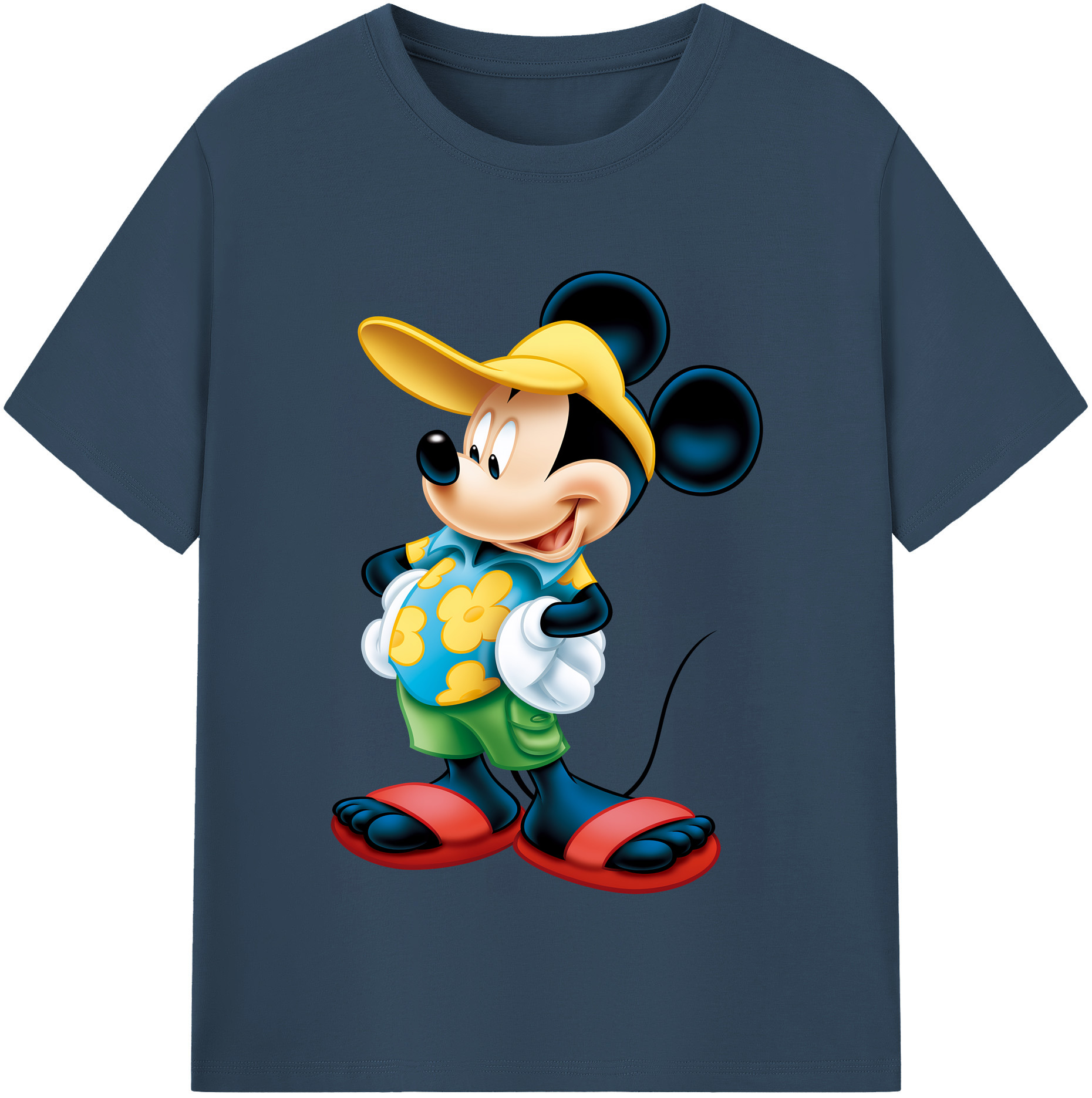 （画像用） ミッキーマウス Mickey Mouse レディースカジュアルプリントTシャツ（綿100％）