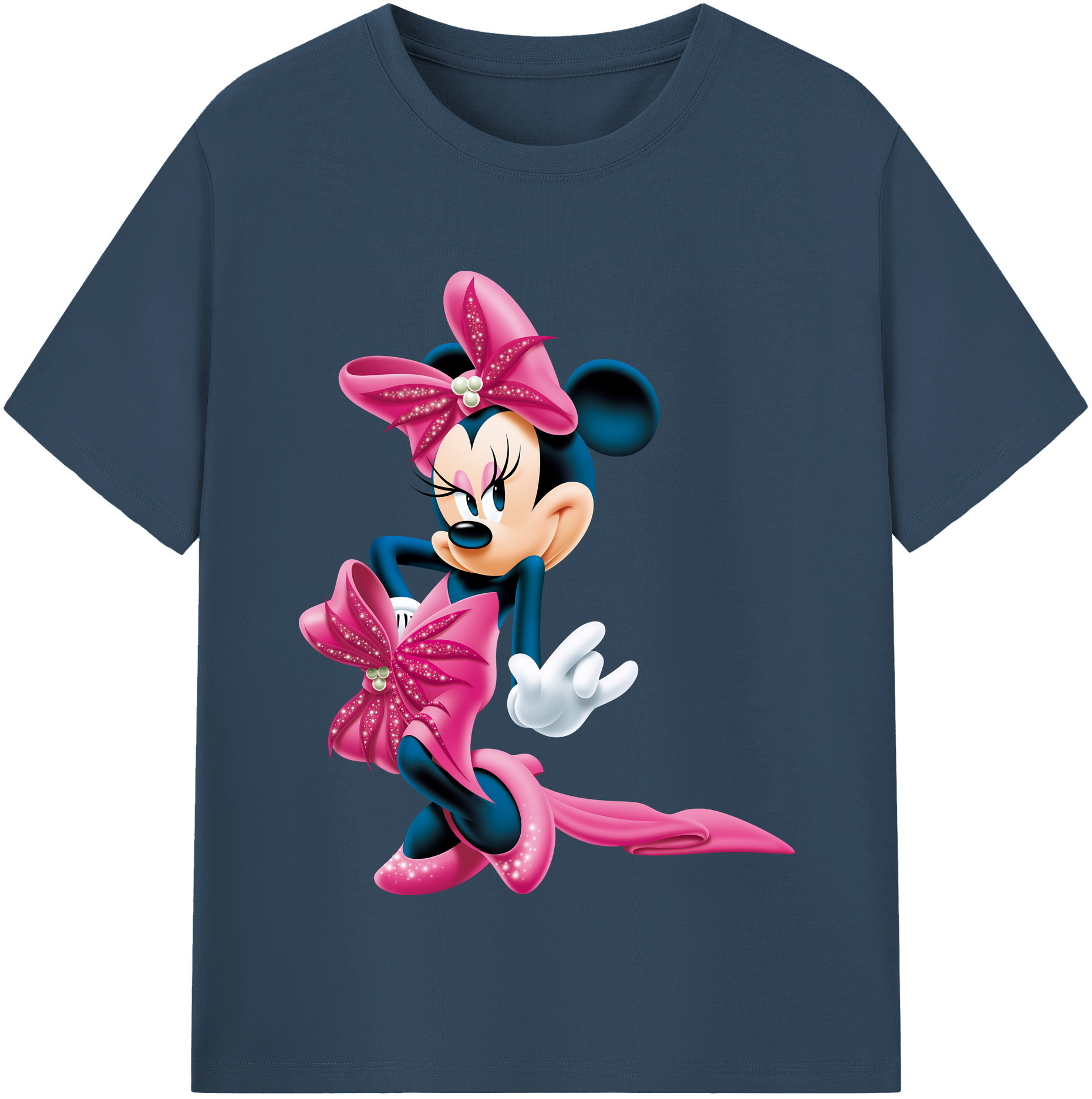 （画像用） ミッキーマウス Mickey Mouse レディースカジュアルプリントTシャツ（綿100％）
