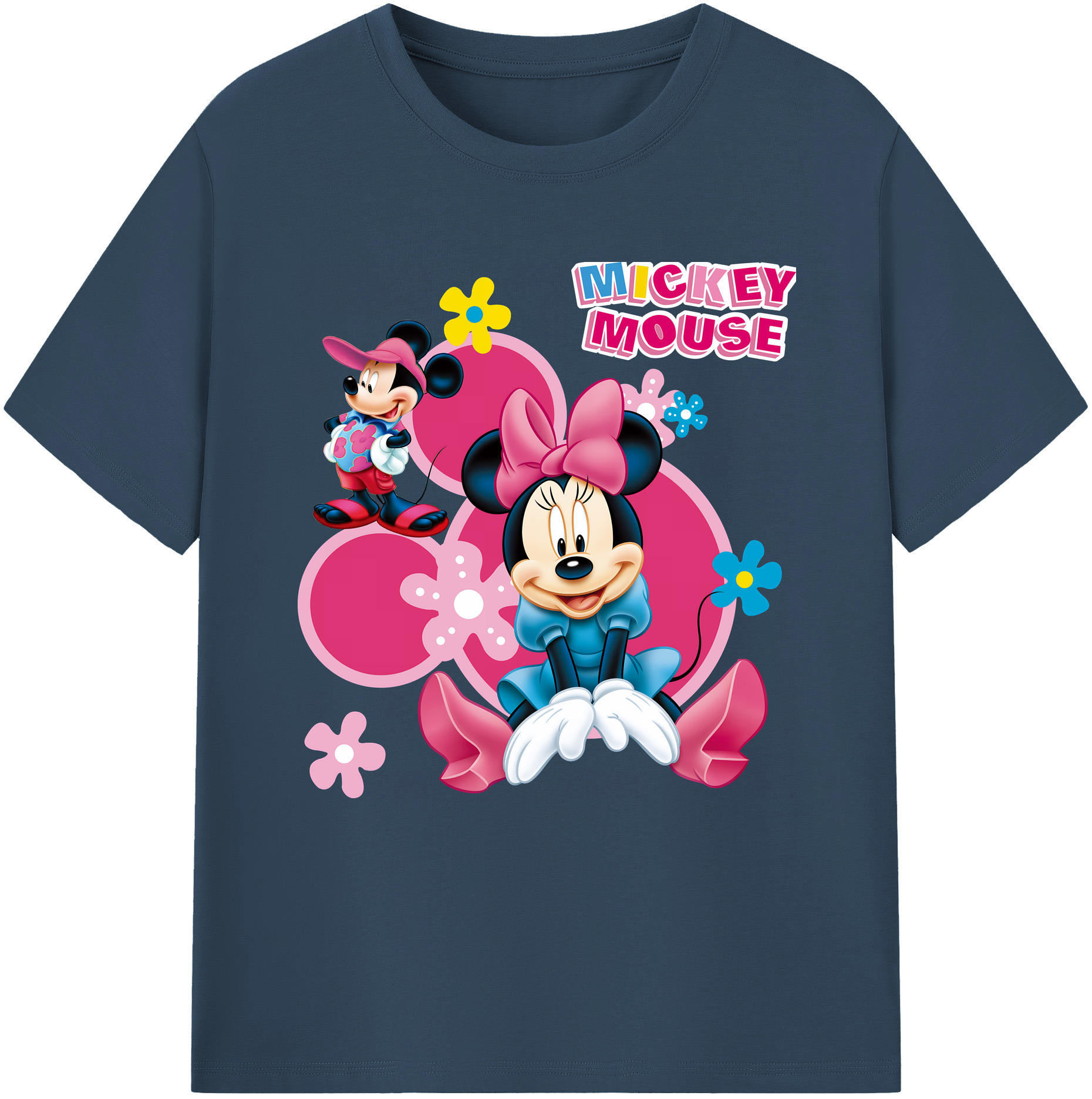 （画像用） ミッキーマウス Mickey Mouse レディースカジュアルプリントTシャツ（綿100％）