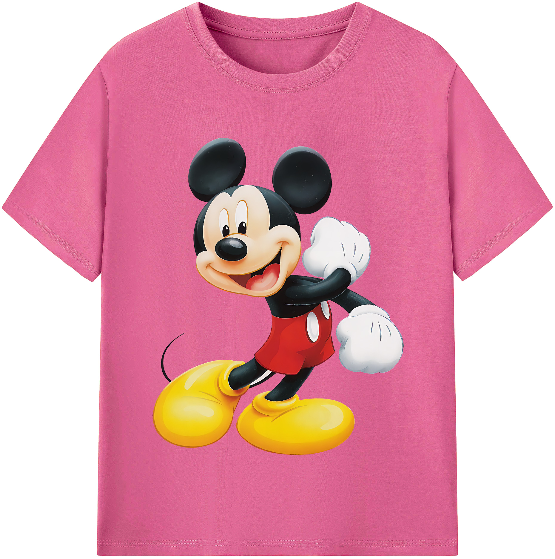 （画像用） ミッキーマウス Mickey Mouse レディースカジュアルプリントTシャツ（綿100％）