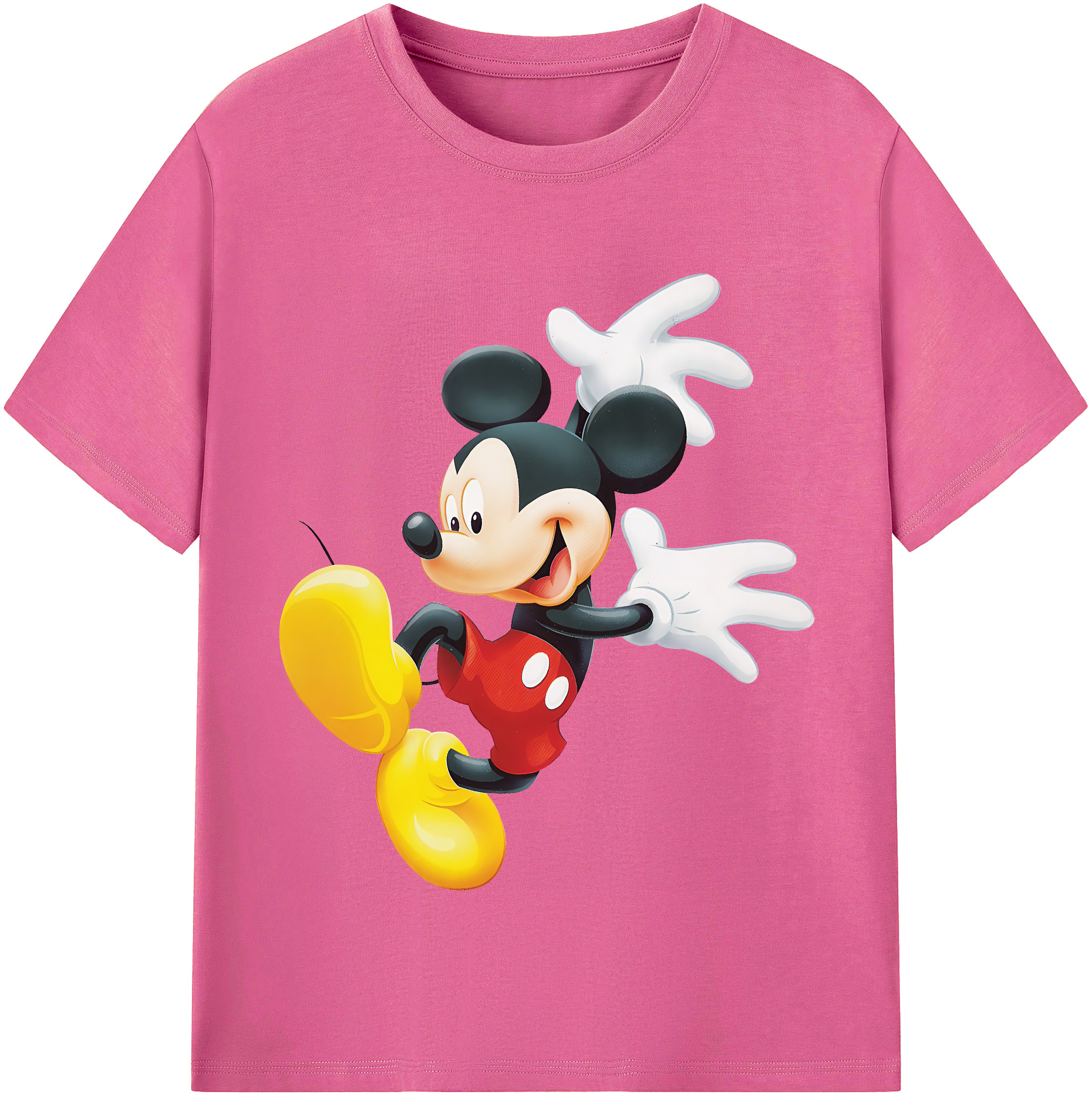 （画像用） ミッキーマウス Mickey Mouse レディースカジュアルプリントTシャツ（綿100％）