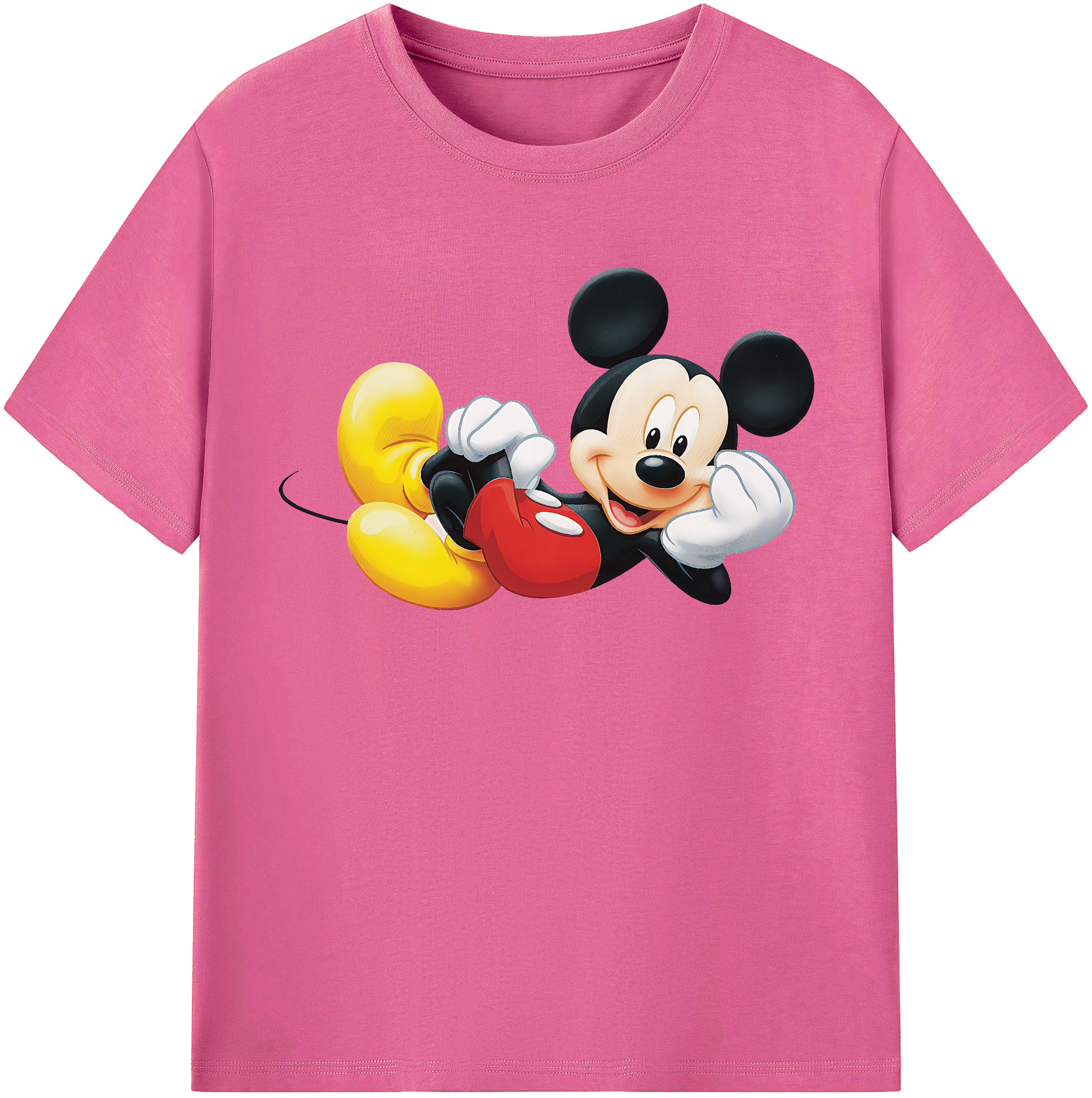 （画像用） ミッキーマウス Mickey Mouse レディースカジュアルプリントTシャツ（綿100％）