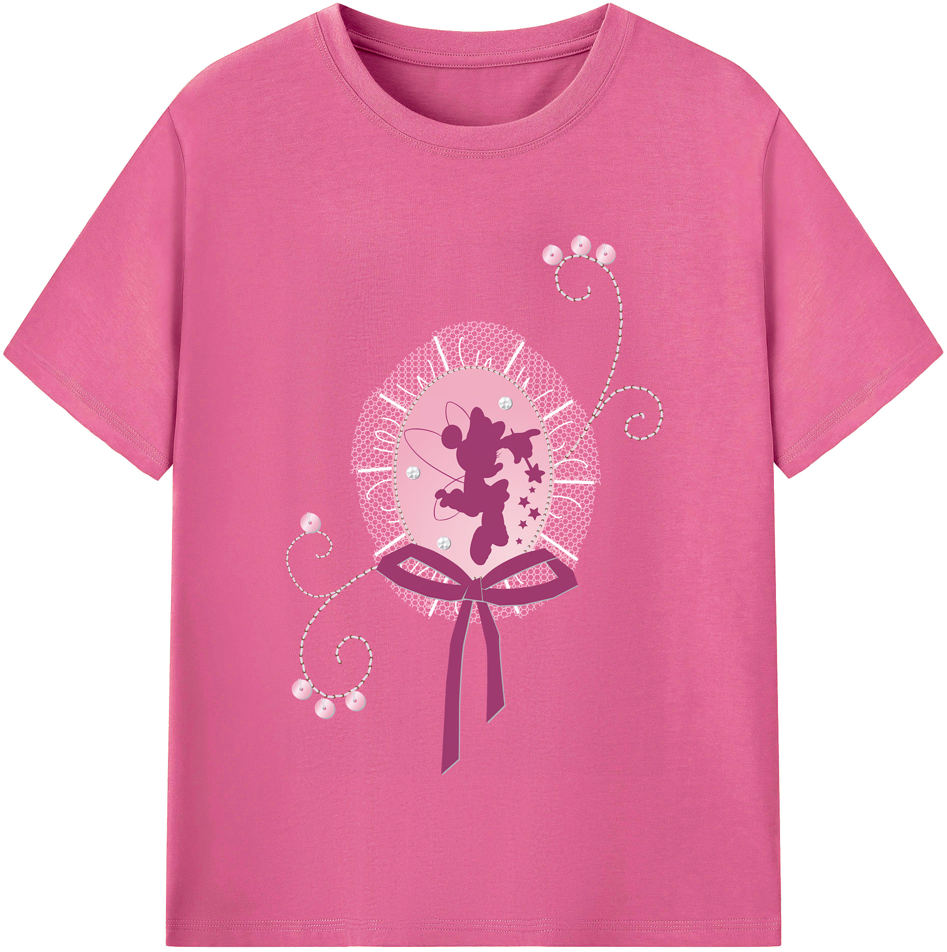 （画像用） ミッキーマウス Mickey Mouse レディースカジュアルプリントTシャツ（綿100％）