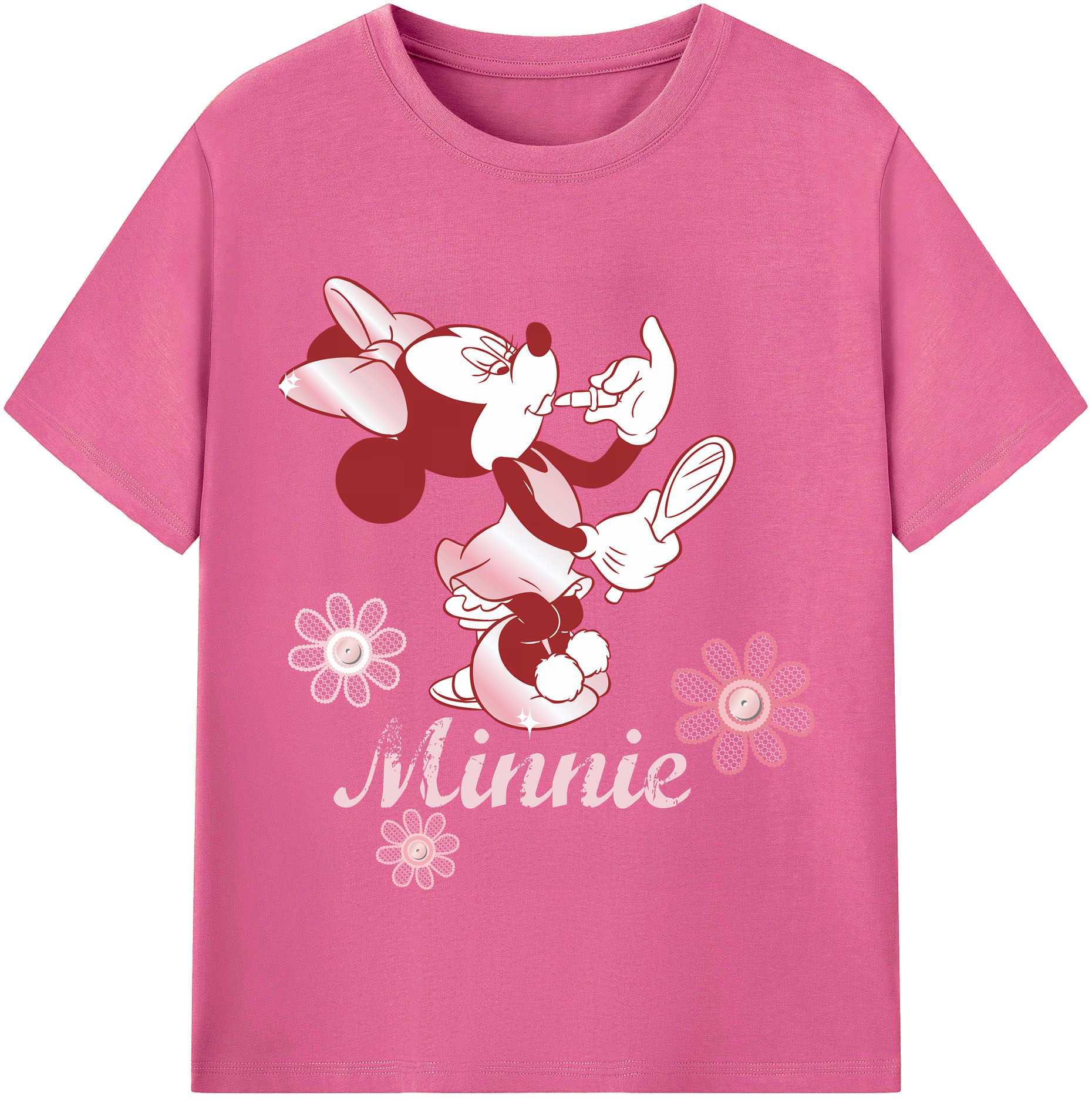 （画像用） ミッキーマウス Mickey Mouse レディースカジュアルプリントTシャツ（綿100％）