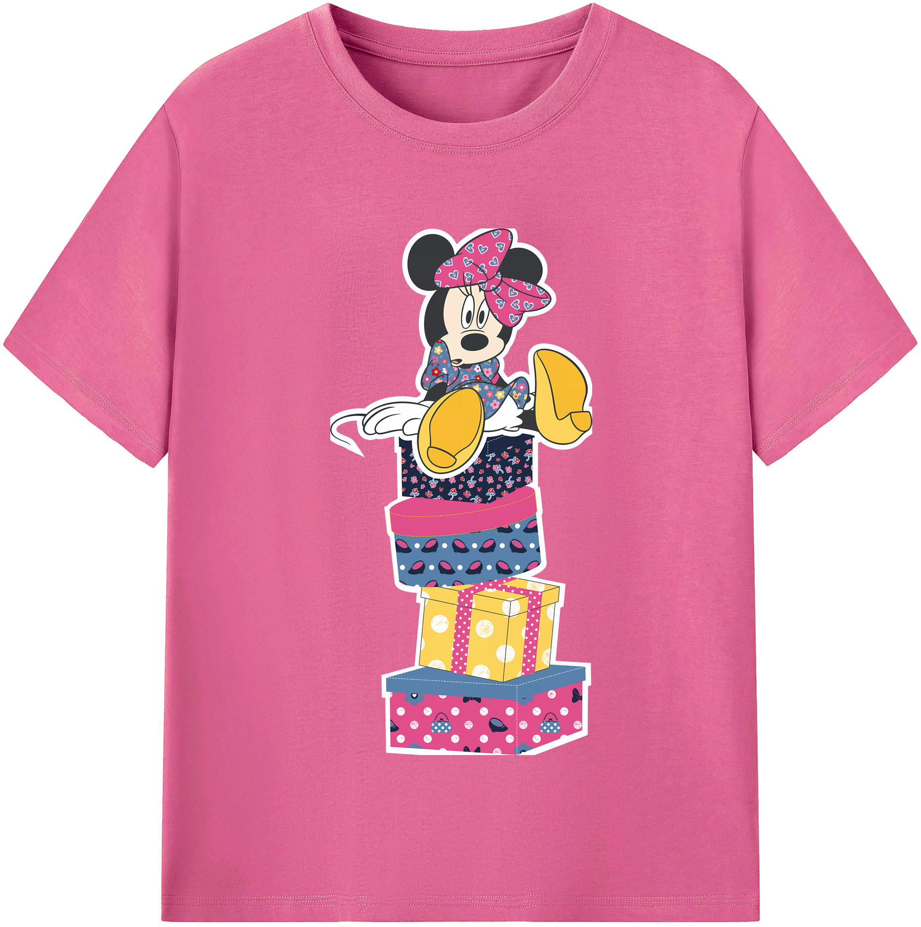 （画像用） ミッキーマウス Mickey Mouse レディースカジュアルプリントTシャツ（綿100％）