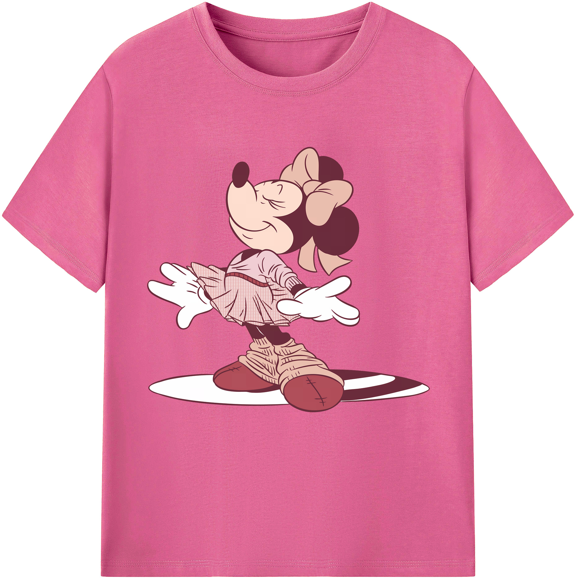 （画像用） ミッキーマウス Mickey Mouse レディースカジュアルプリントTシャツ（綿100％）
