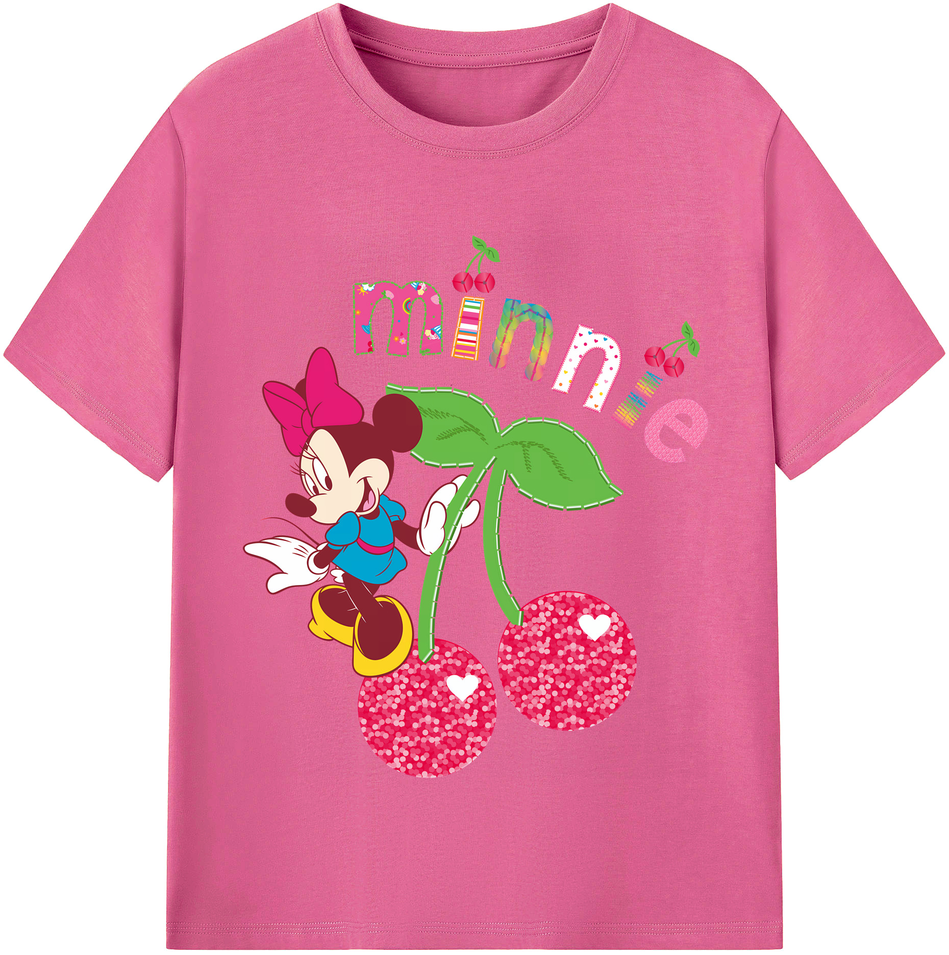 （画像用） ミッキーマウス Mickey Mouse レディースカジュアルプリントTシャツ（綿100％）