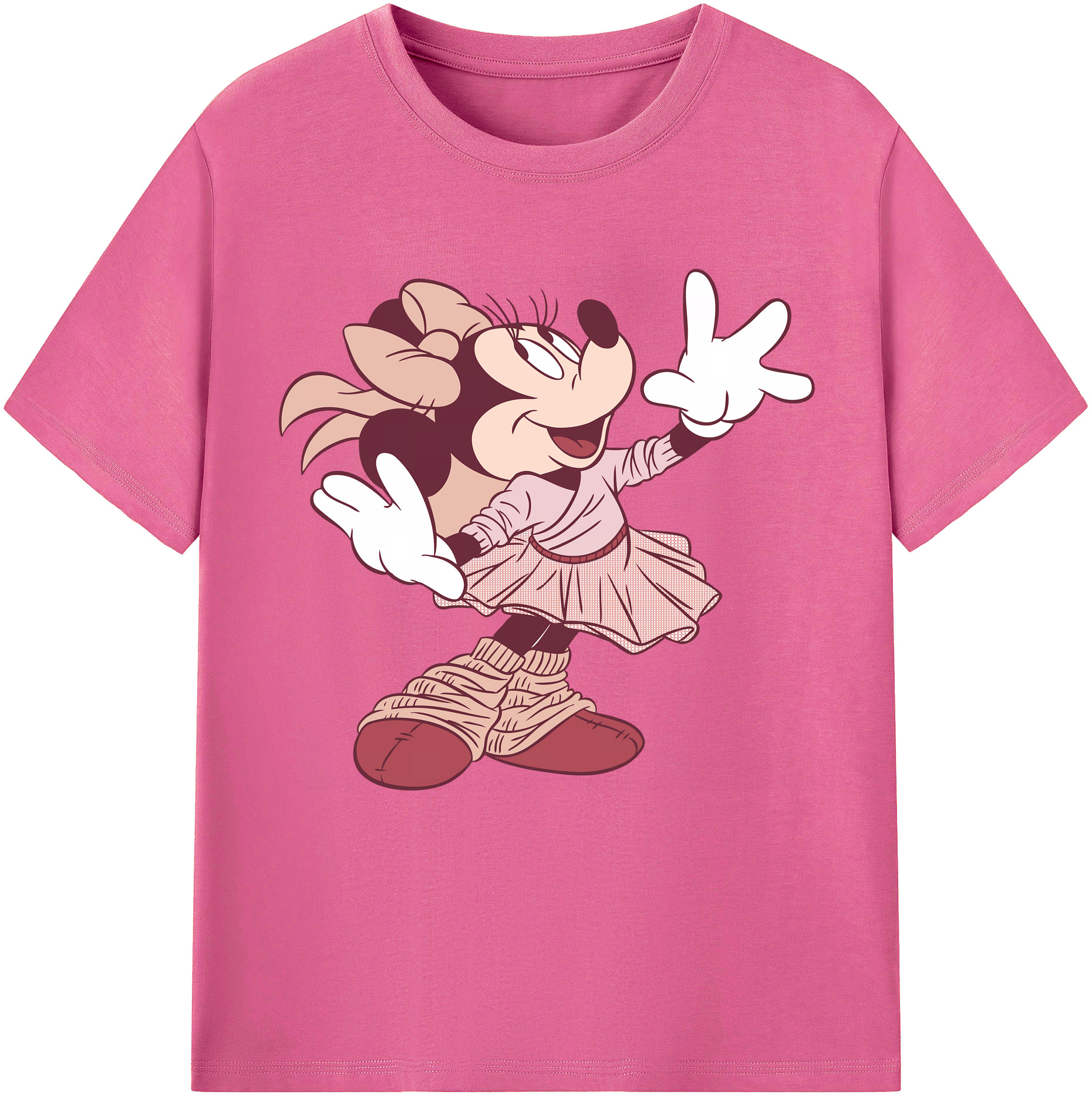 （画像用） ミッキーマウス Mickey Mouse レディースカジュアルプリントTシャツ（綿100％）