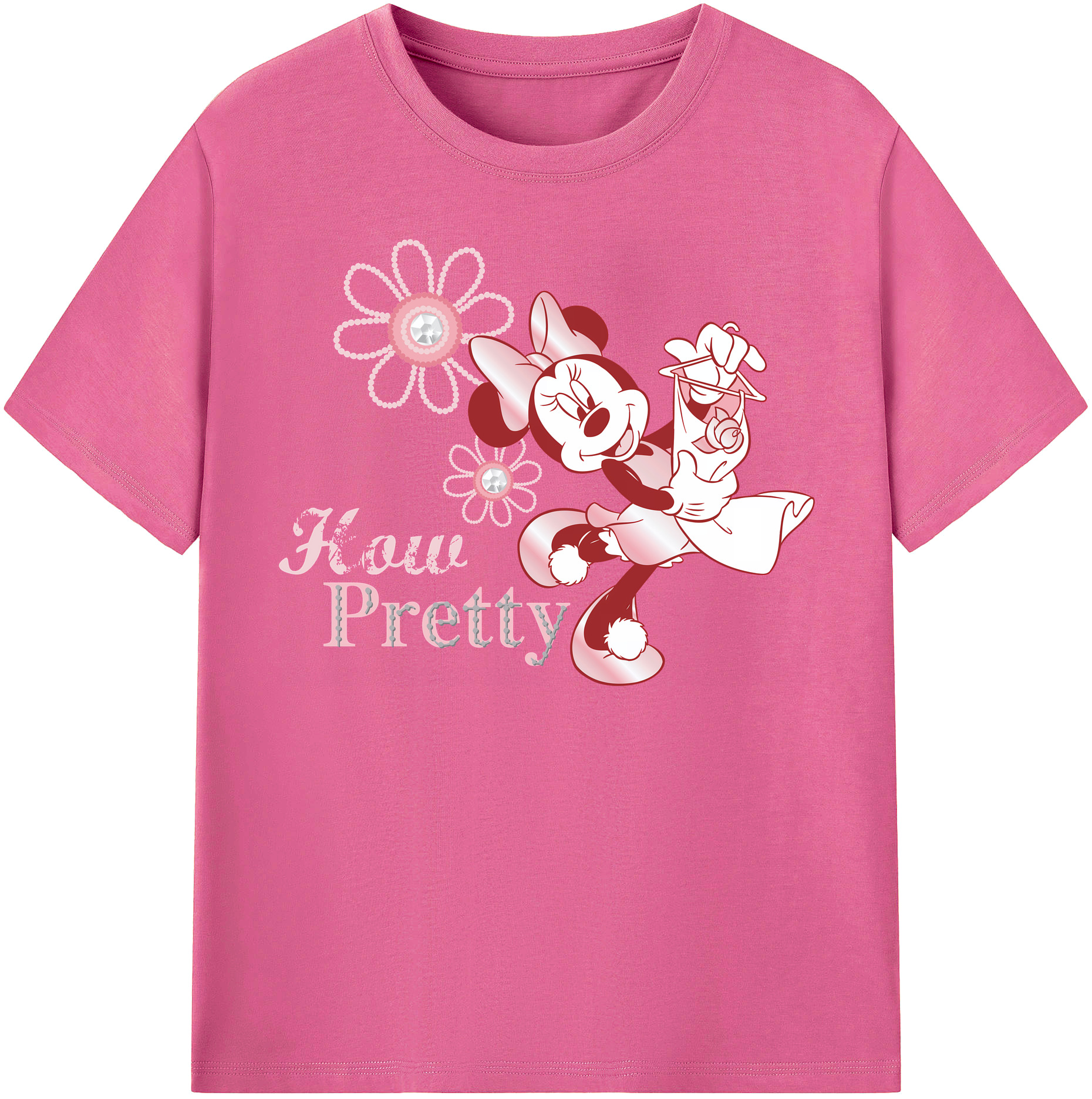 （画像用） ミッキーマウス Mickey Mouse レディースカジュアルプリントTシャツ（綿100％）