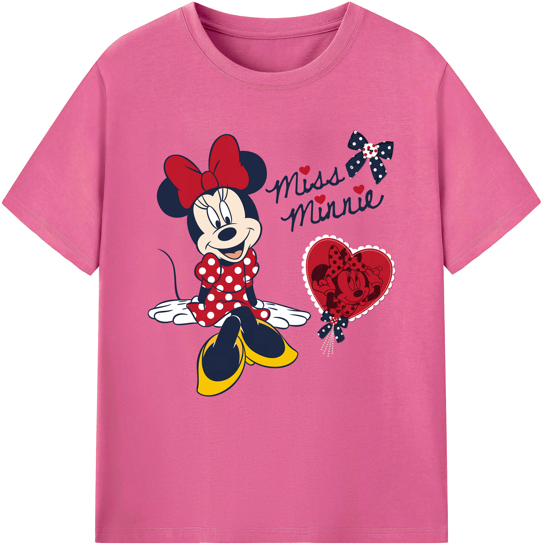 （画像用） ミッキーマウス Mickey Mouse レディースカジュアルプリントTシャツ（綿100％）
