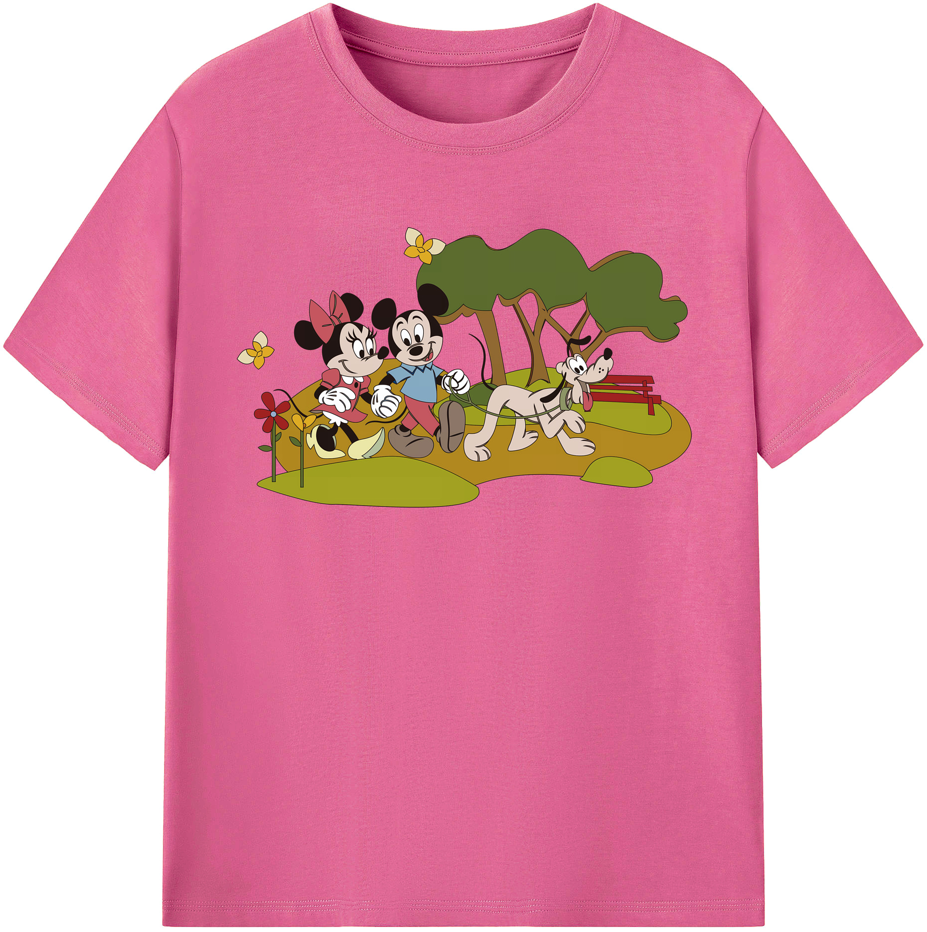 （画像用） ミッキーマウス Mickey Mouse レディースカジュアルプリントTシャツ（綿100％）
