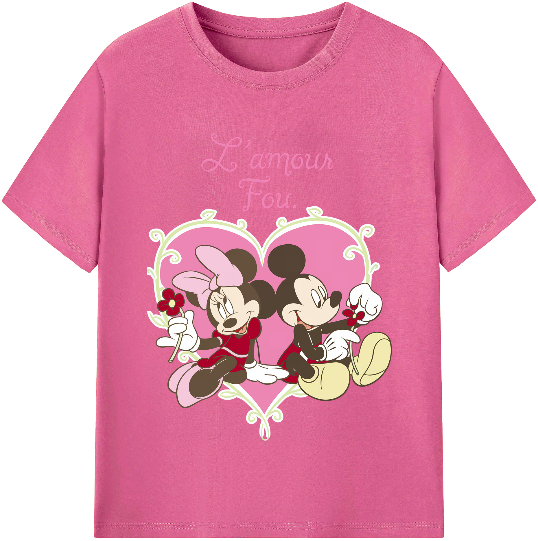 （画像用） ミッキーマウス Mickey Mouse レディースカジュアルプリントTシャツ（綿100％）