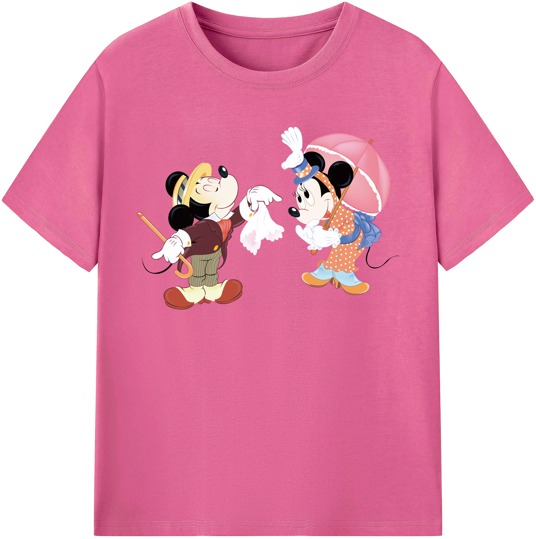 （画像用） ミッキーマウス Mickey Mouse レディースカジュアルプリントTシャツ（綿100％）