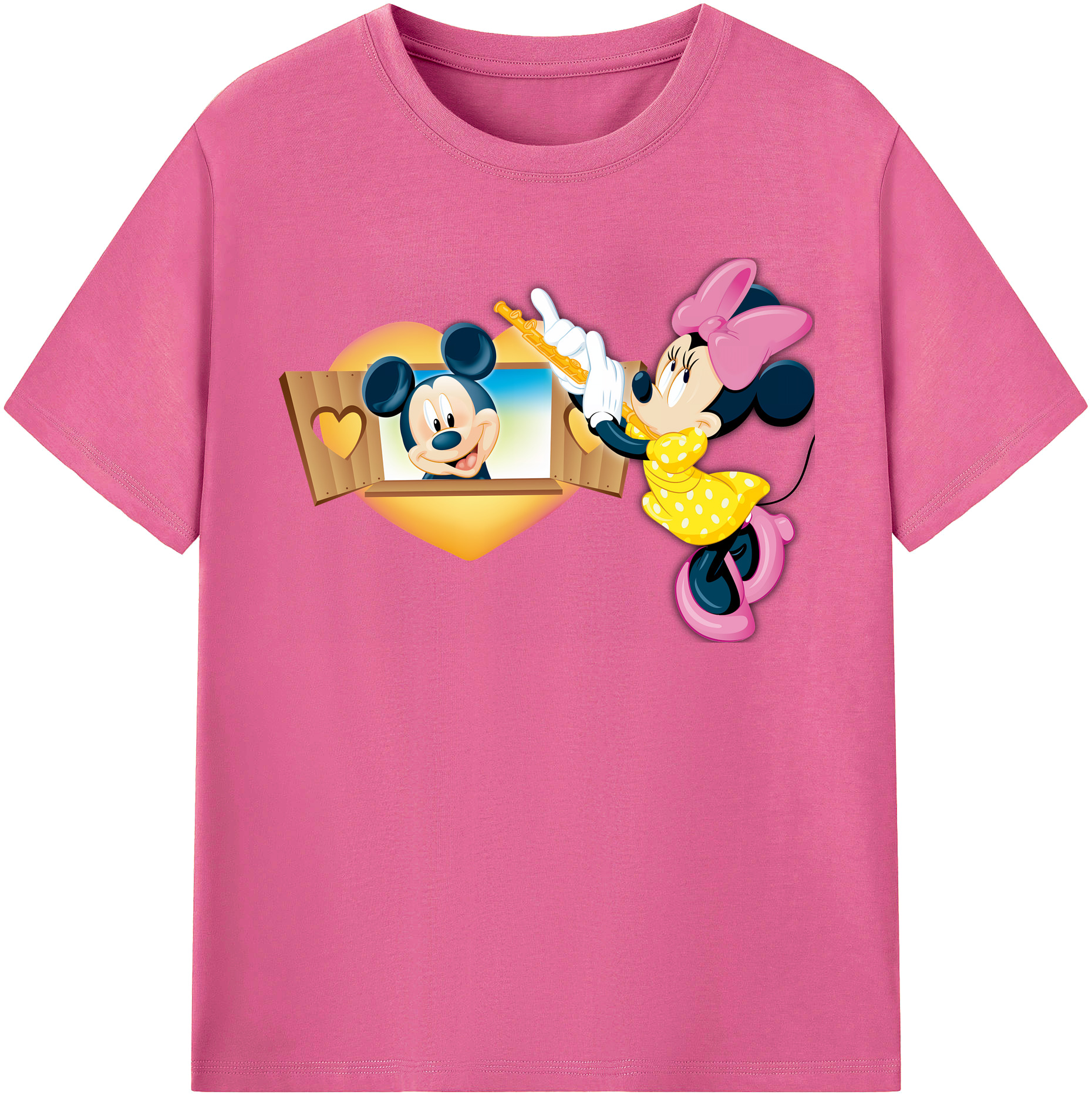 （画像用） ミッキーマウス Mickey Mouse レディースカジュアルプリントTシャツ（綿100％）