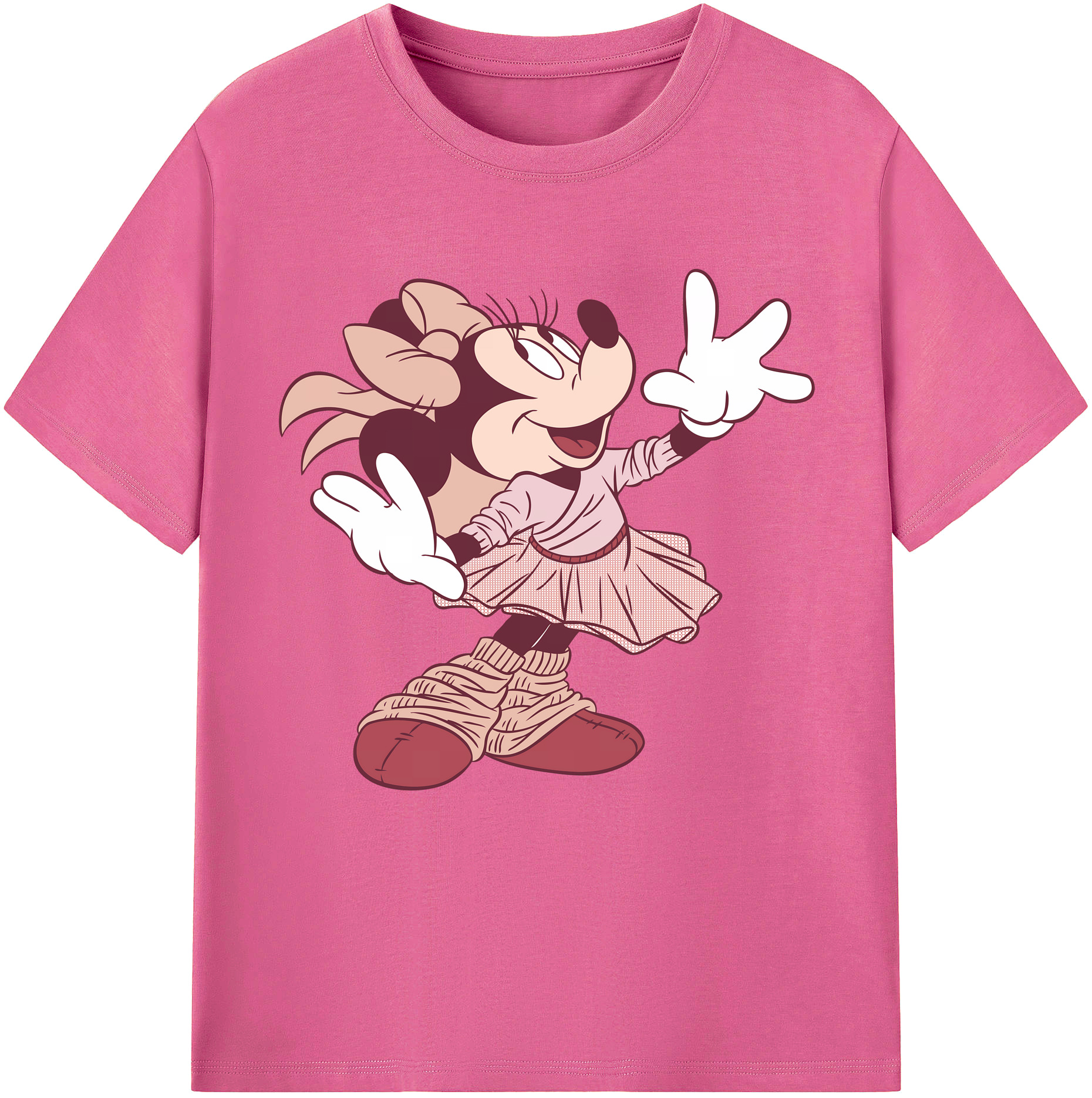 （画像用） ミッキーマウス Mickey Mouse レディースカジュアルプリントTシャツ（綿100％）